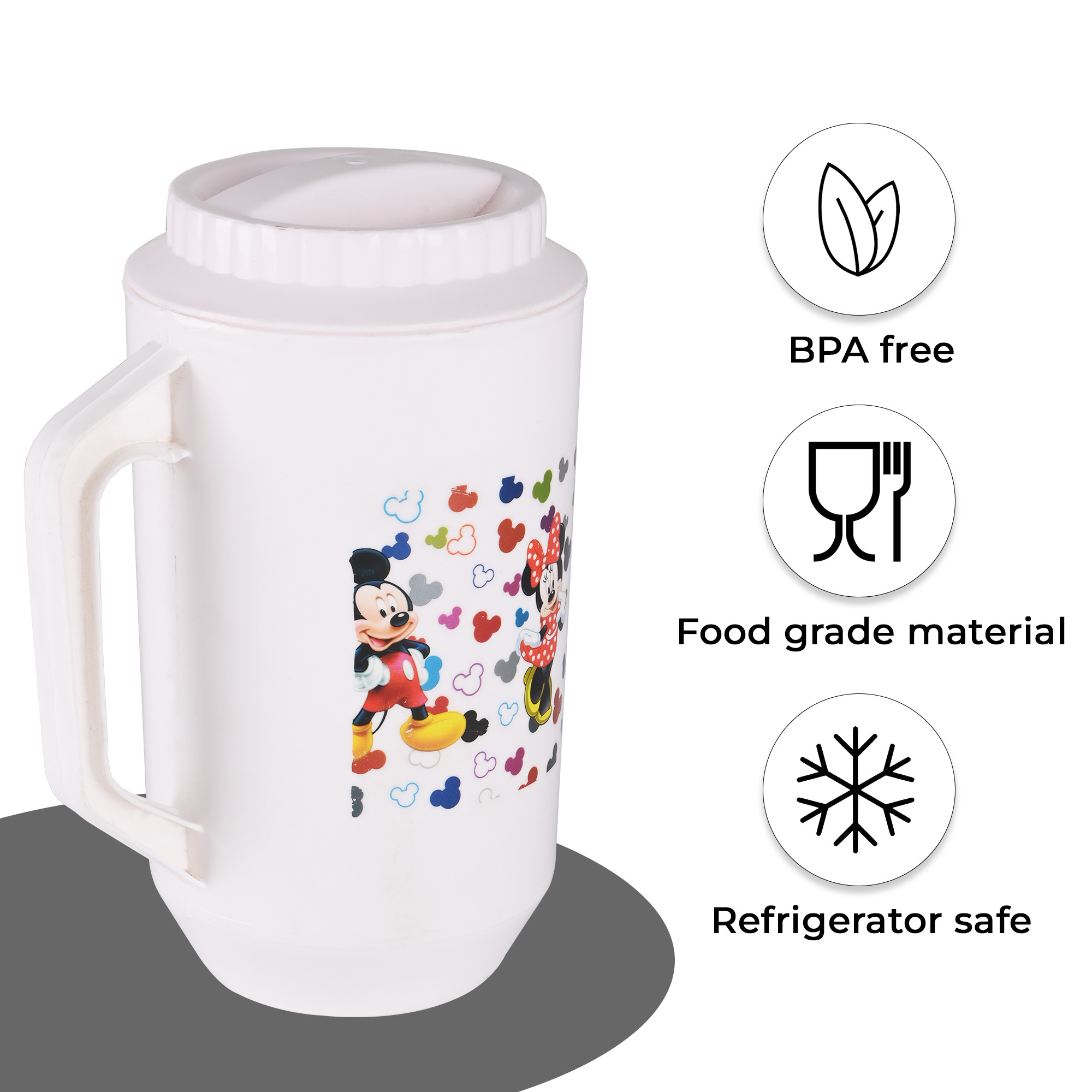 Kuber Industries  Plastic Jug for Kitchen  2 Ltr  Multipurpose Jug for Water Milk  Juice  Perfect for Daily Use in Kitchen Home Office  Events  Disney Team- White