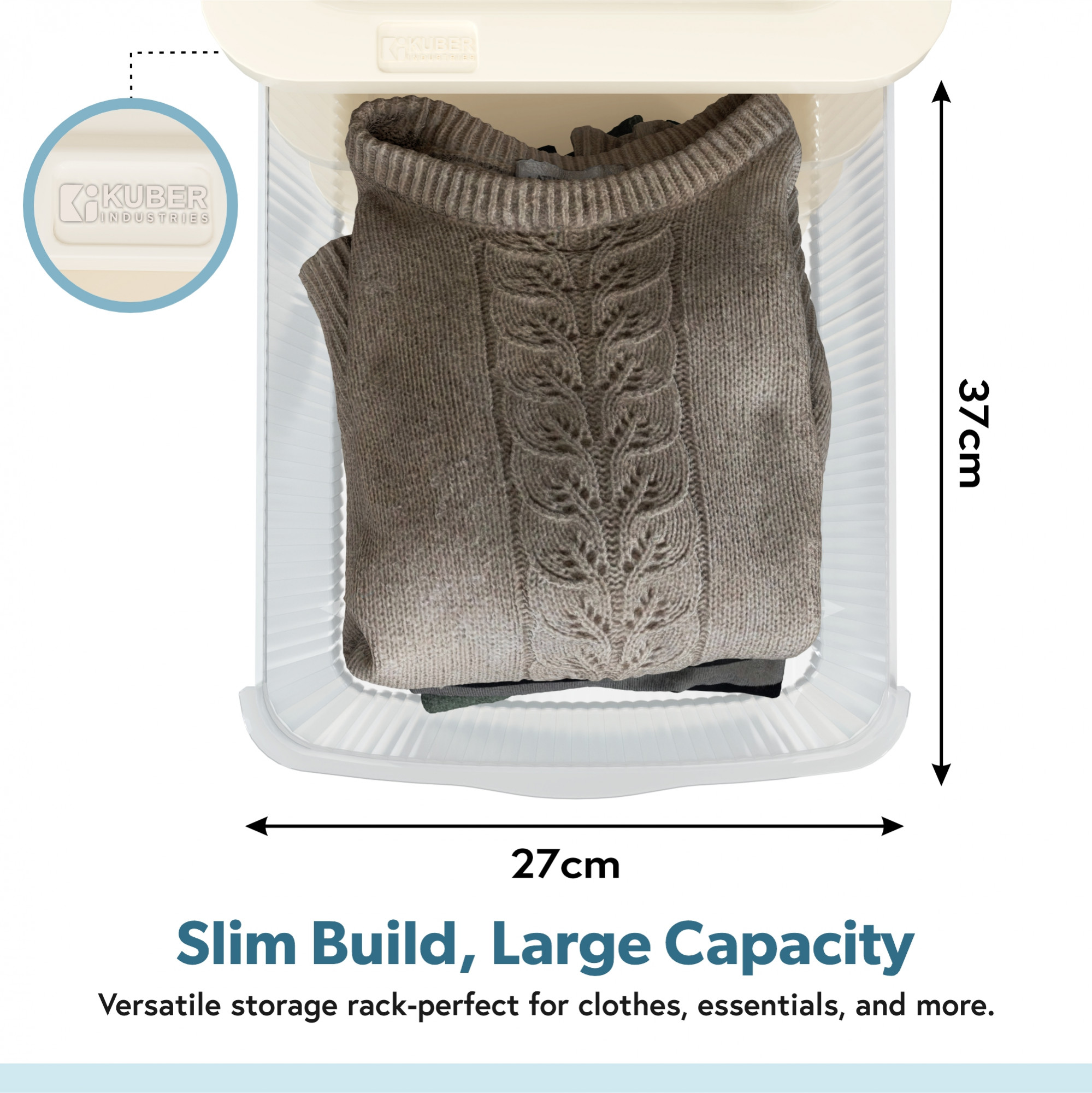 Kuber Industries  Plastic Modular Storage Drawer Organizer with Wheels  Chest of Drawer Storage Box for Living Room Office School and Home  Toys Organiser for Kids Room  Transparent Ivory