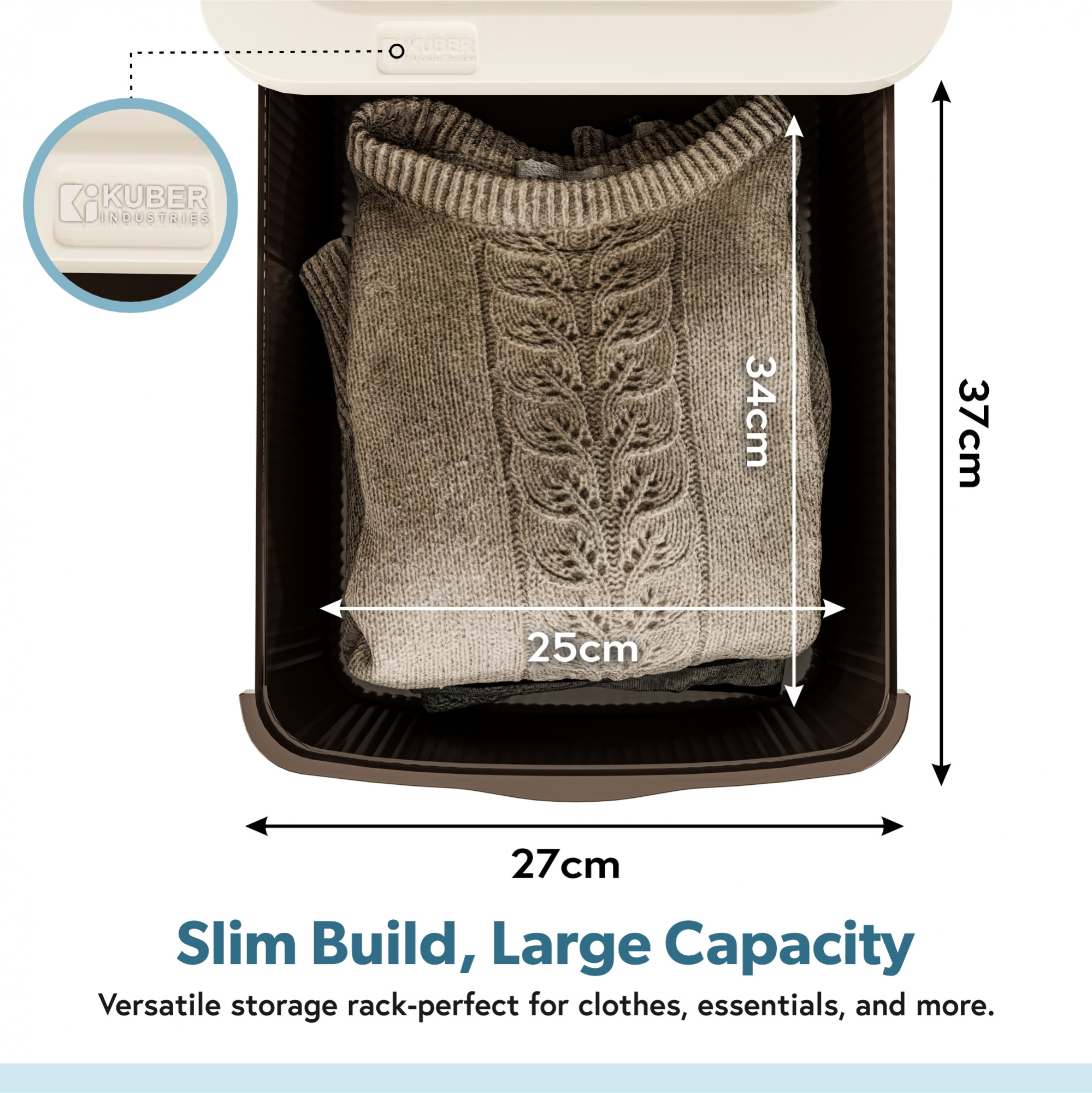 Kuber Industries  Plastic Modular Storage Drawer Organizer with Wheels  Chest of Drawer Storage Box for Living Room Office School and Home  Toys Organiser for Kids Room  Ivory  Brown