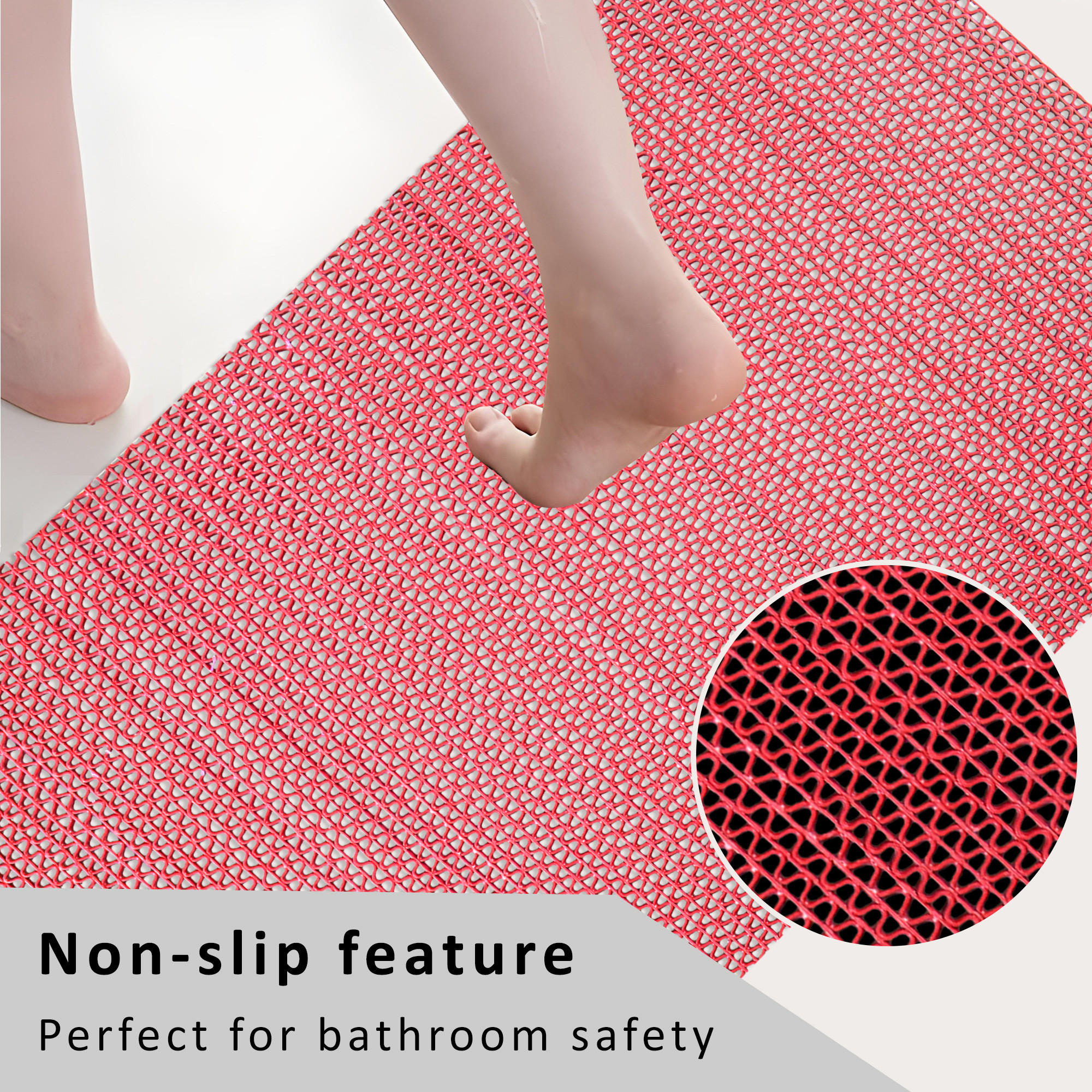 Kuber Industries  PVC Rubber Anti Skid  Multipurpose Bathing  Entrance Area Mat  Bathroom RugsCarpet Mats for Floor Swimming Pool Rainmat  Anti Slip ShowerFoot Mats  Red