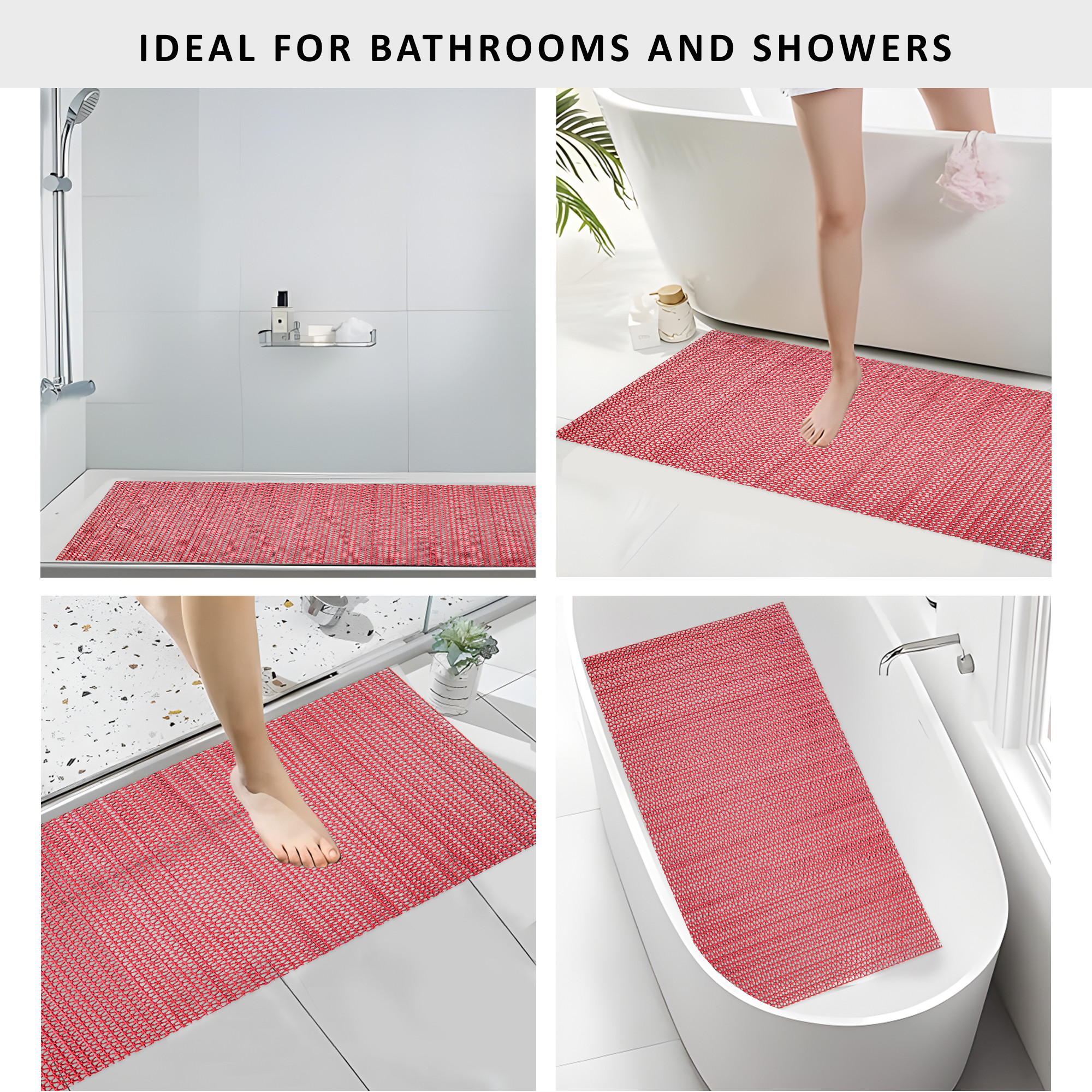 Kuber Industries  PVC Rubber Anti Skid  Multipurpose Bathing  Entrance Area Mat  Bathroom RugsCarpet Mats for Floor Swimming Pool Rainmat  Anti Slip ShowerFoot Mats  Red