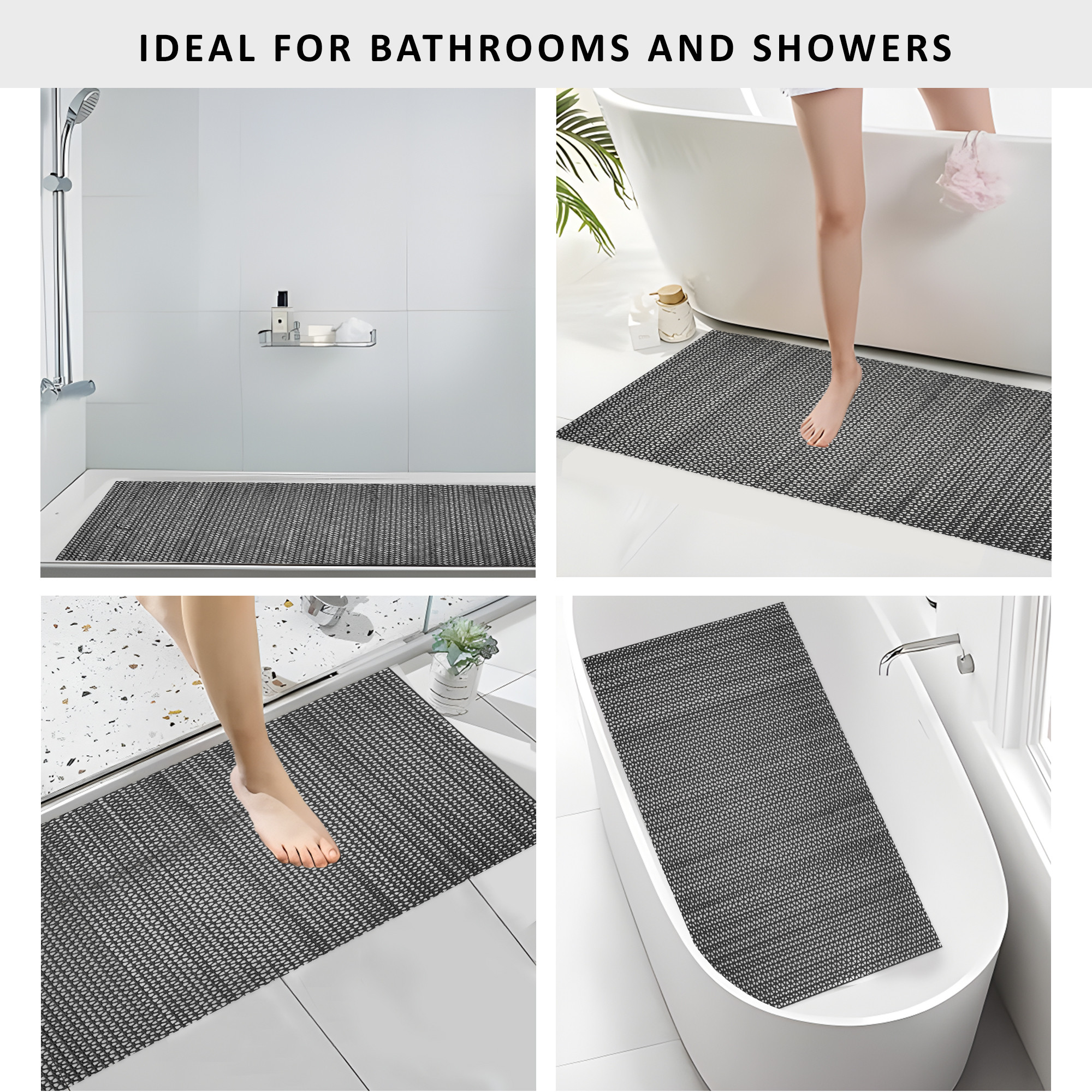 Kuber Industries  PVC Rubber Anti Skid  Multipurpose Bathing  Entrance Area Mat  Bathroom RugsCarpet Mats for Floor Swimming Pool Rainmat  Anti Slip ShowerFoot Mats  Black