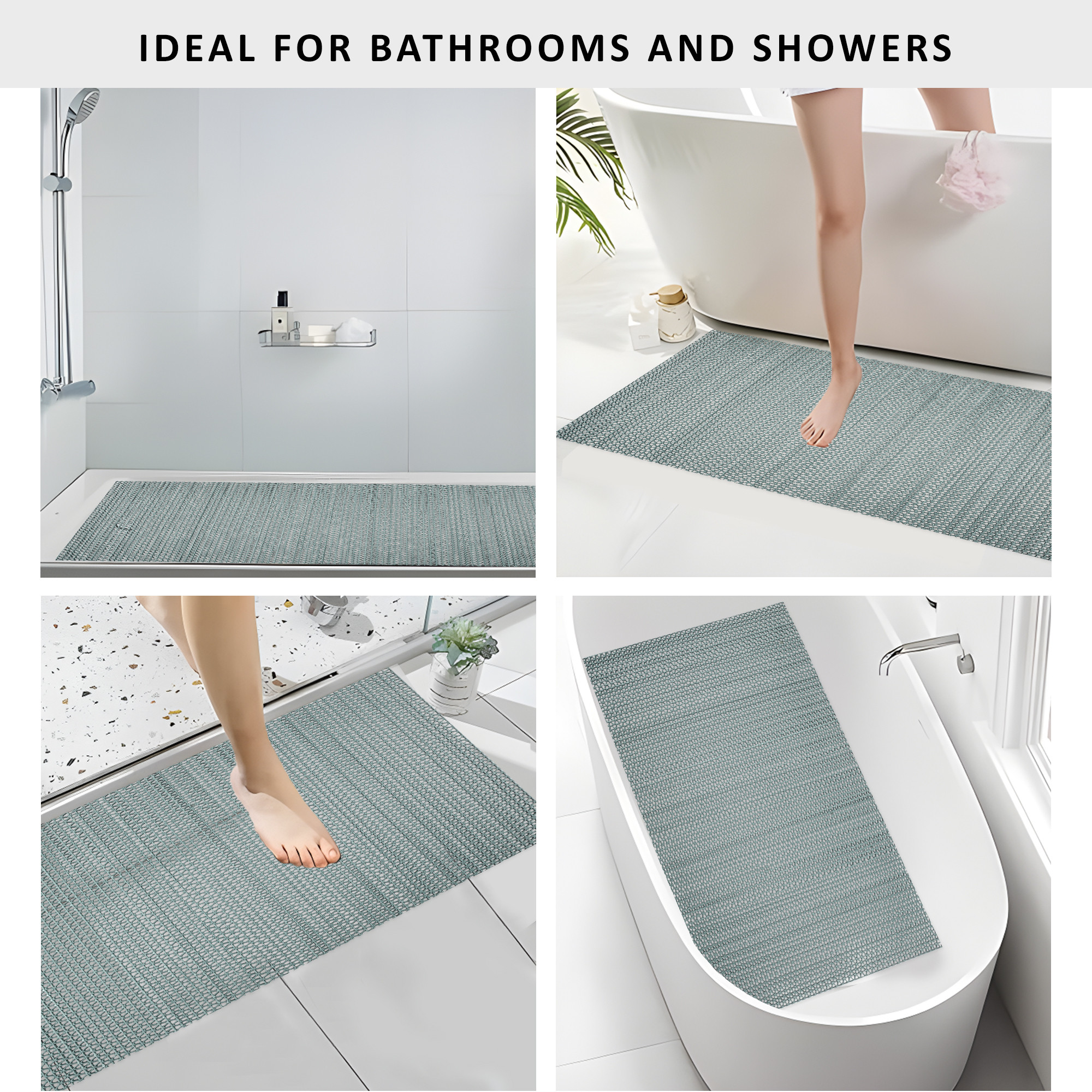 Kuber Industries  PVC Rubber Anti Skid  Multipurpose Bathing  Entrance Area Mat  Bathroom RugsCarpet Mats for Floor Swimming Pool Rainmat  Anti Slip ShowerFoot Mats  Grey