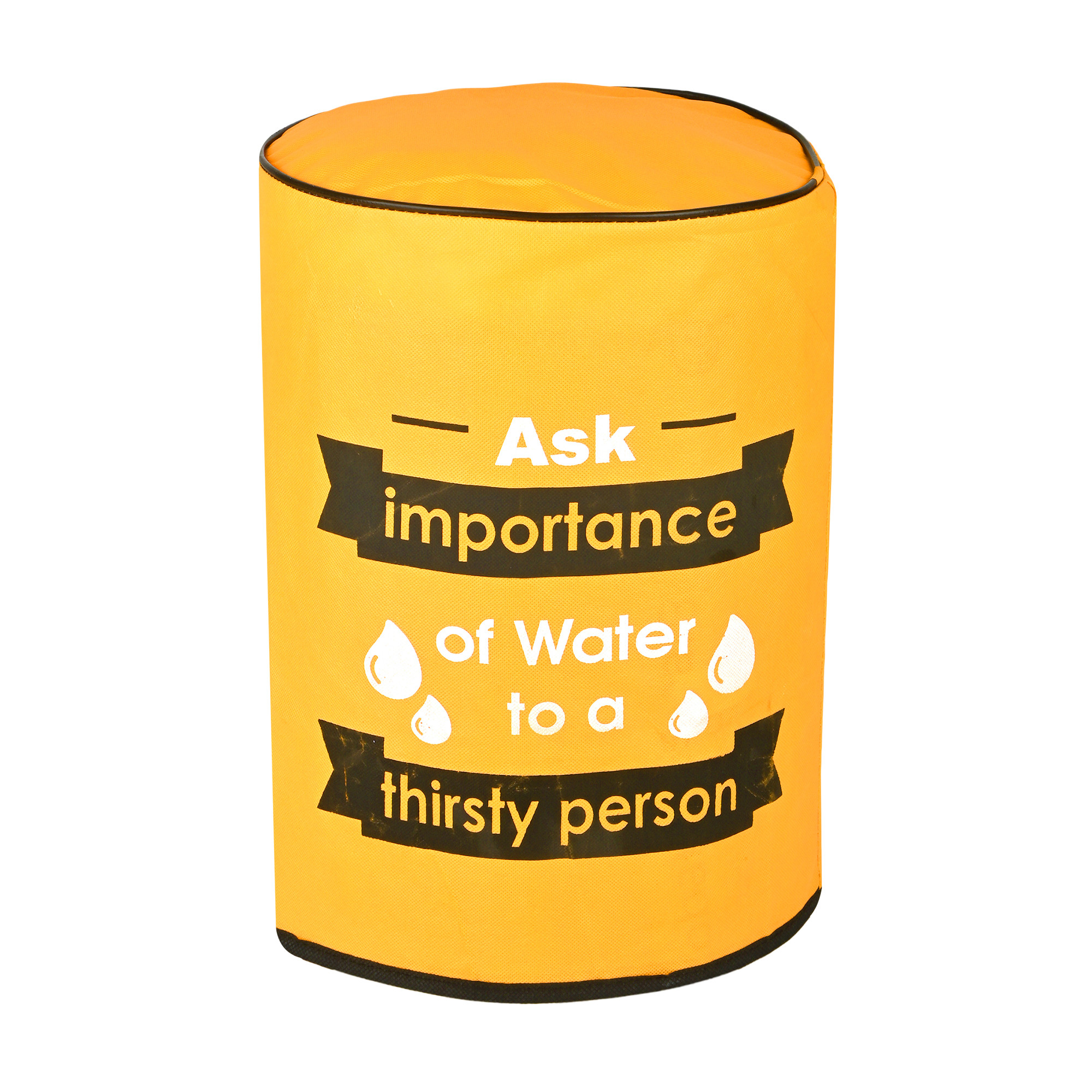 Kuber Industries  Rexine Water Camper Cover with Water Level indicator  Machine Washable Dispenser Bottle Cover - Ideal for Home Office  Hospital  Printed - Yellow