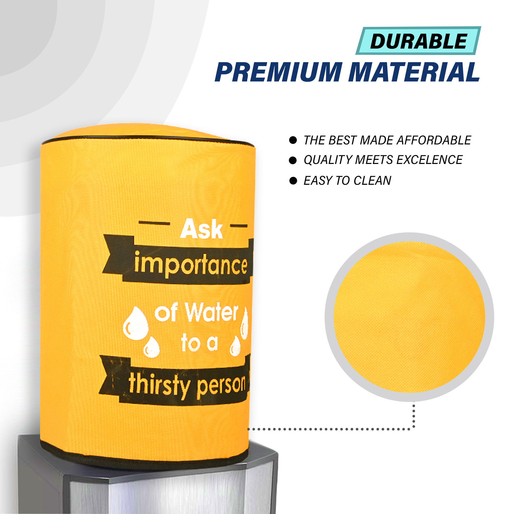 Kuber Industries  Rexine Water Camper Cover with Water Level indicator  Machine Washable Dispenser Bottle Cover - Ideal for Home Office  Hospital  Printed - Yellow