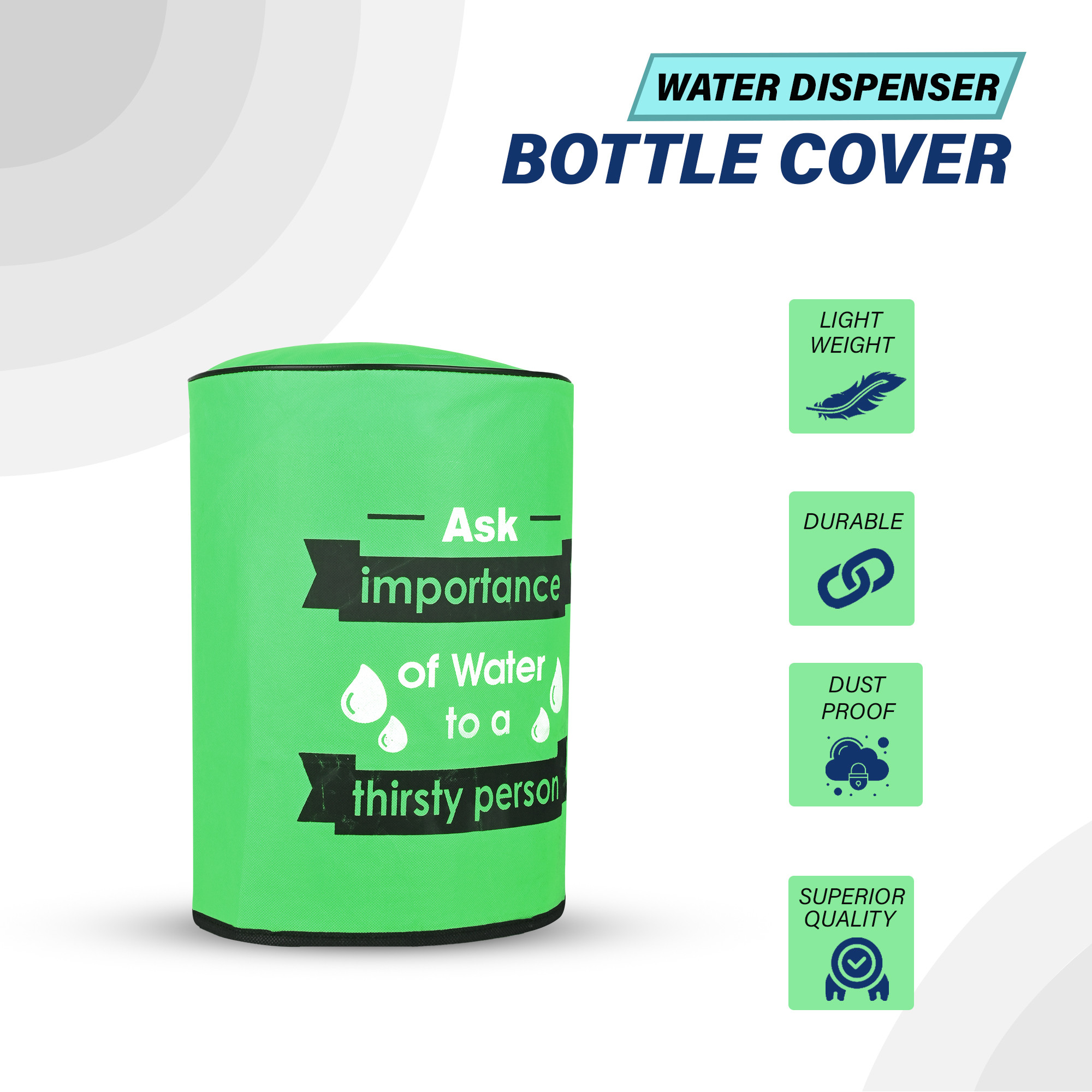 Kuber Industries  Rexine Water Camper Cover with Water Level indicator  Machine Washable Dispenser Bottle Cover - Ideal for Home Office  Hospital  Printed - Green