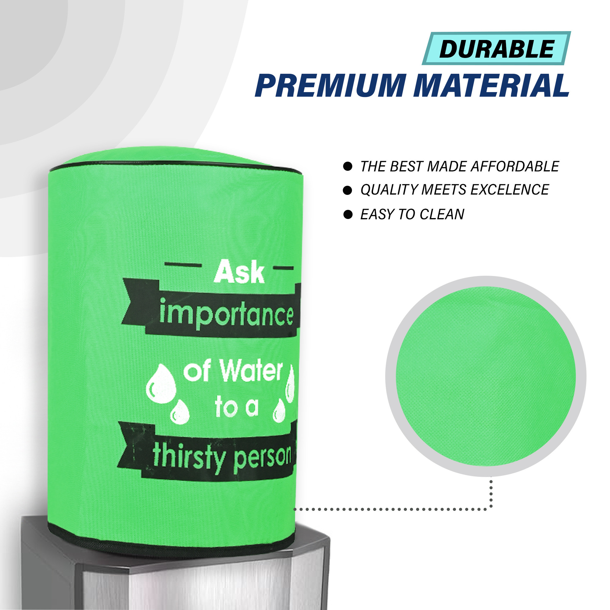 Kuber Industries  Rexine Water Camper Cover with Water Level indicator  Machine Washable Dispenser Bottle Cover - Ideal for Home Office  Hospital  Printed - Green