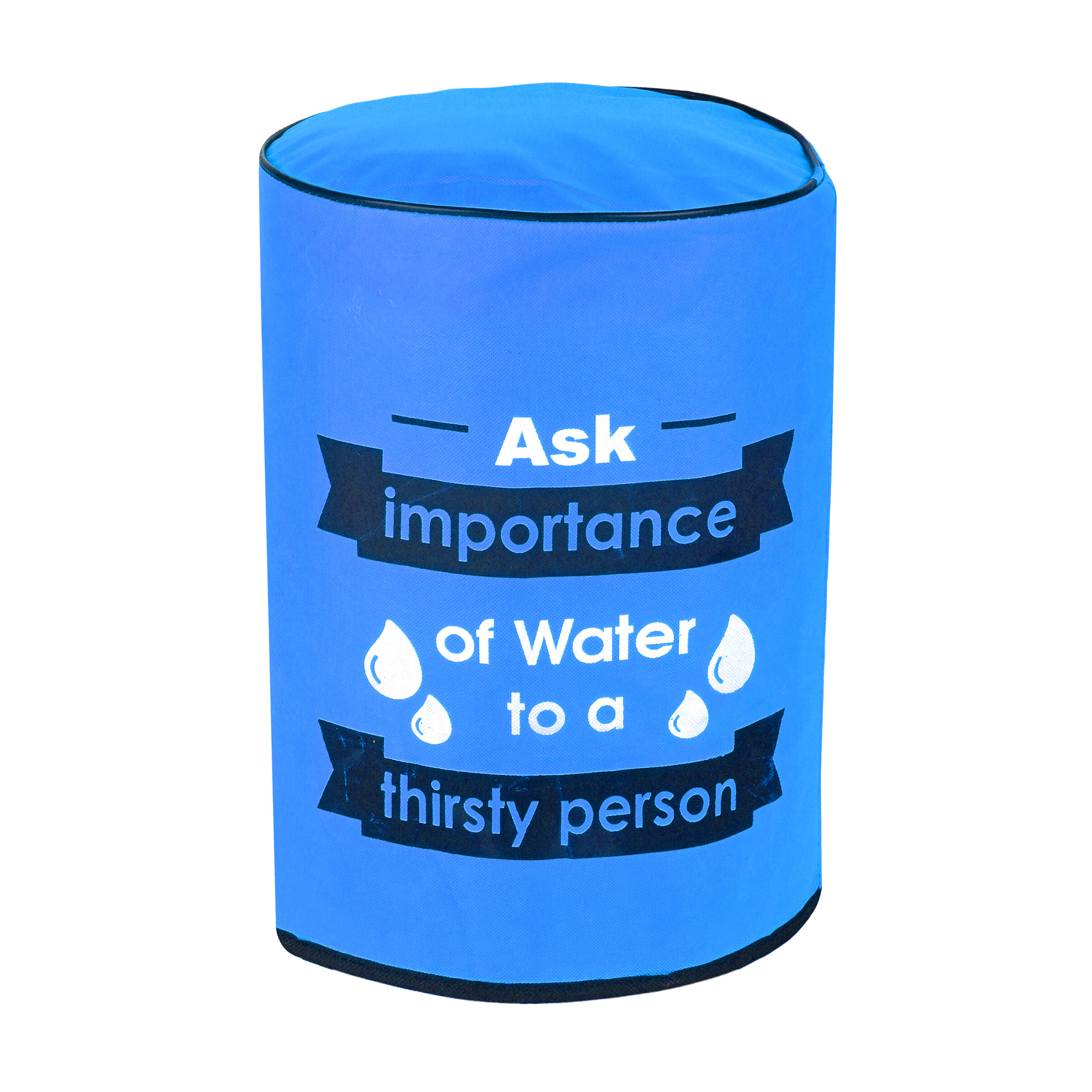 Kuber Industries  Rexine Water Camper Cover with Water Level indicator  Machine Washable Dispenser Bottle Cover - Ideal for Home Office  Hospital  Printed - Blue