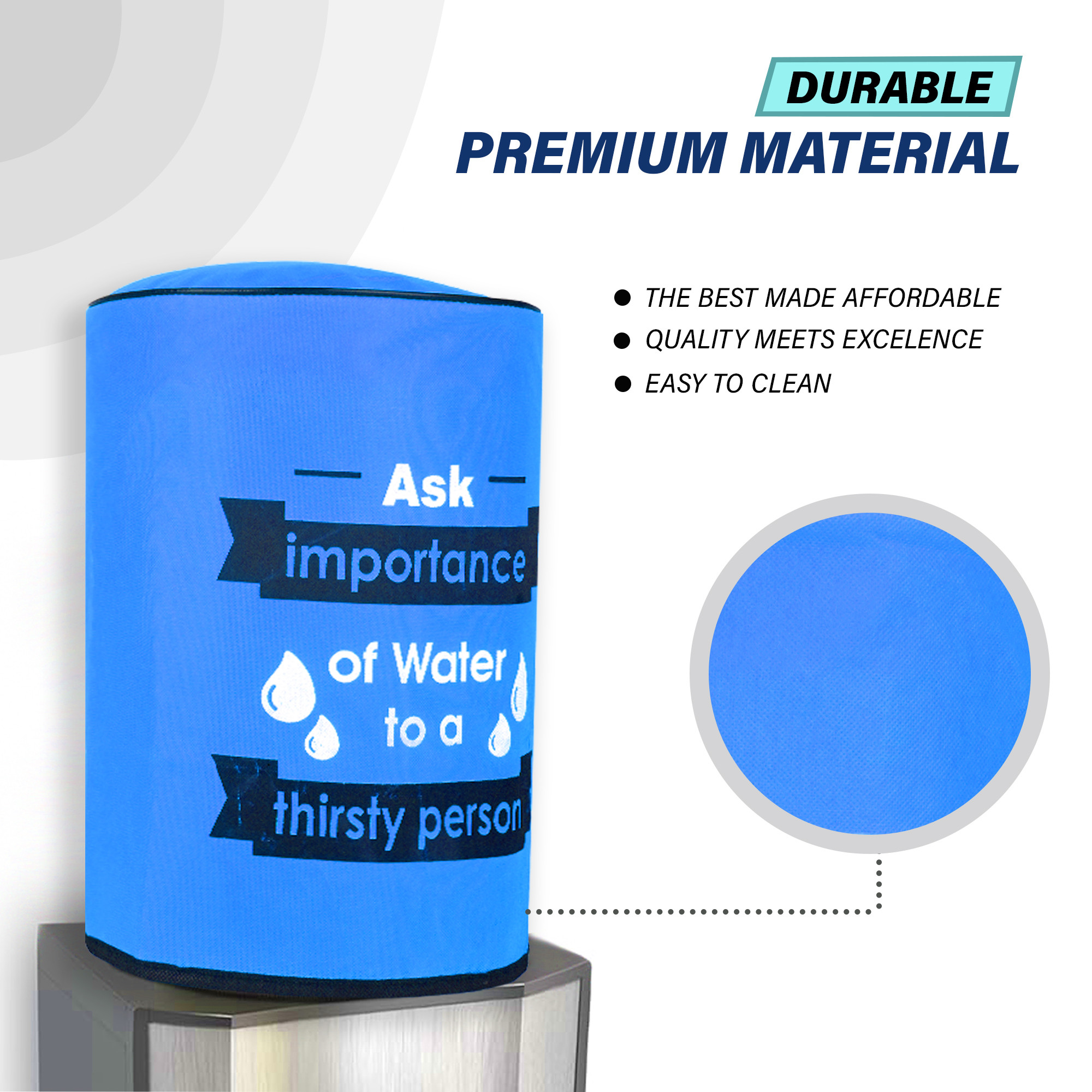 Kuber Industries  Rexine Water Camper Cover with Water Level indicator  Machine Washable Dispenser Bottle Cover - Ideal for Home Office  Hospital  Printed - Blue