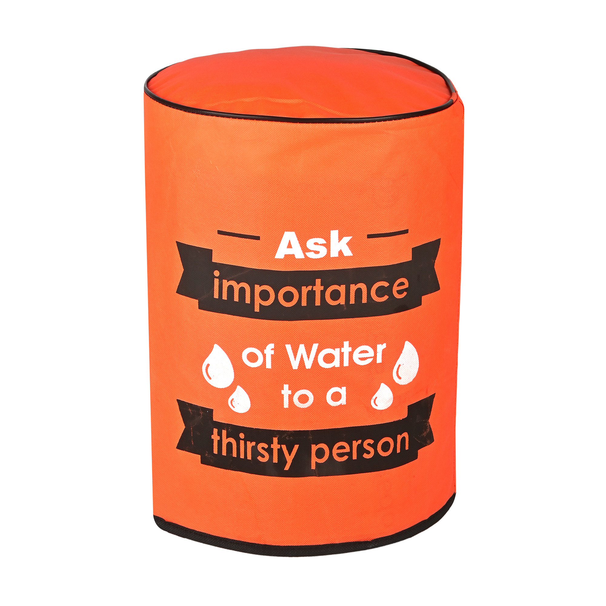 Kuber Industries  Rexine Water Camper Cover with Water Level indicator  Machine Washable Dispenser Bottle Cover - Ideal for Home Office  Hospital  Printed - Orange