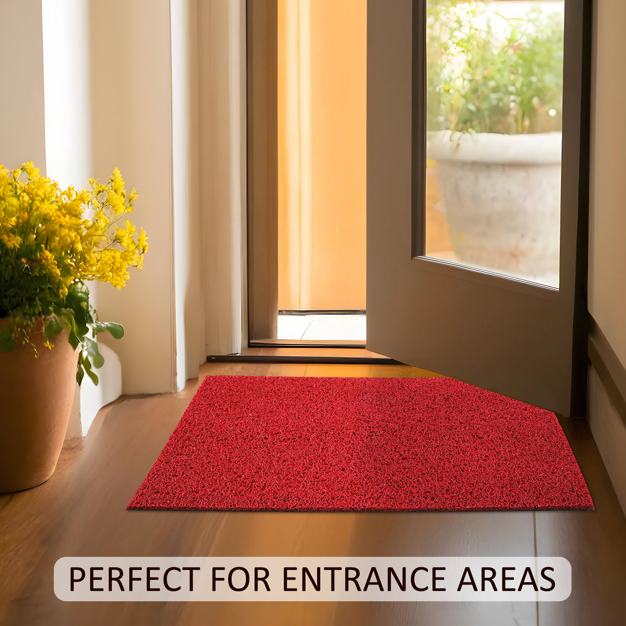 Kuber Industries  Rubber PVC Water Absorbing Front Floor Mat  Door Mats for Home Entrance   Door MatsRugs for Office Bedroom  Kitchen  Anti Slip PaydanFoot Mat  Red