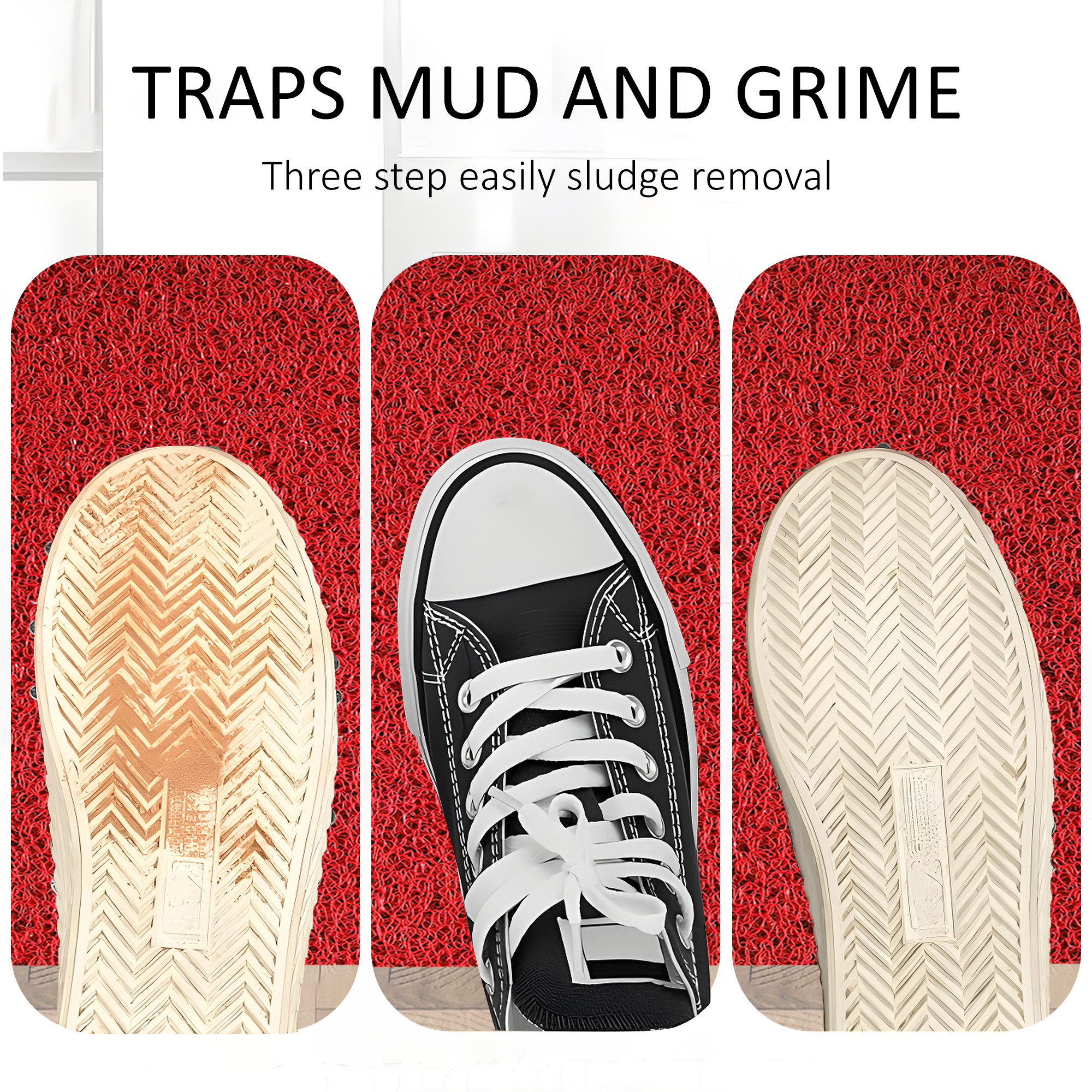 Kuber Industries  Rubber PVC Water Absorbing Front Floor Mat  Door Mats for Home Entrance   Door MatsRugs for Office Bedroom  Kitchen  Anti Slip PaydanFoot Mat  Red