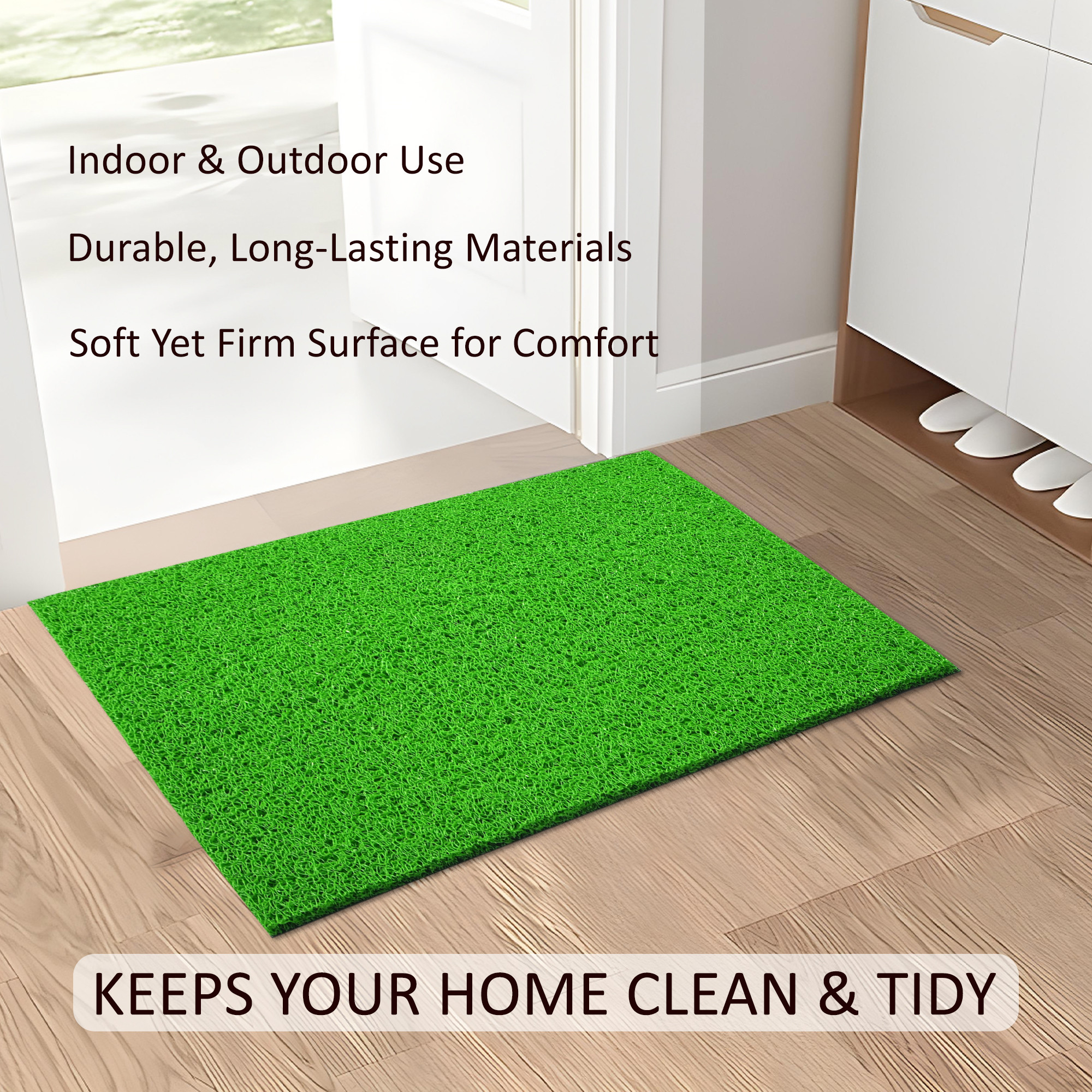 Kuber Industries  Rubber PVC Water Absorbing Front Floor Mat  Door Mats for Home Entrance   Door MatsRugs for Office Bedroom  Kitchen  Anti Slip PaydanFoot Mat  Green