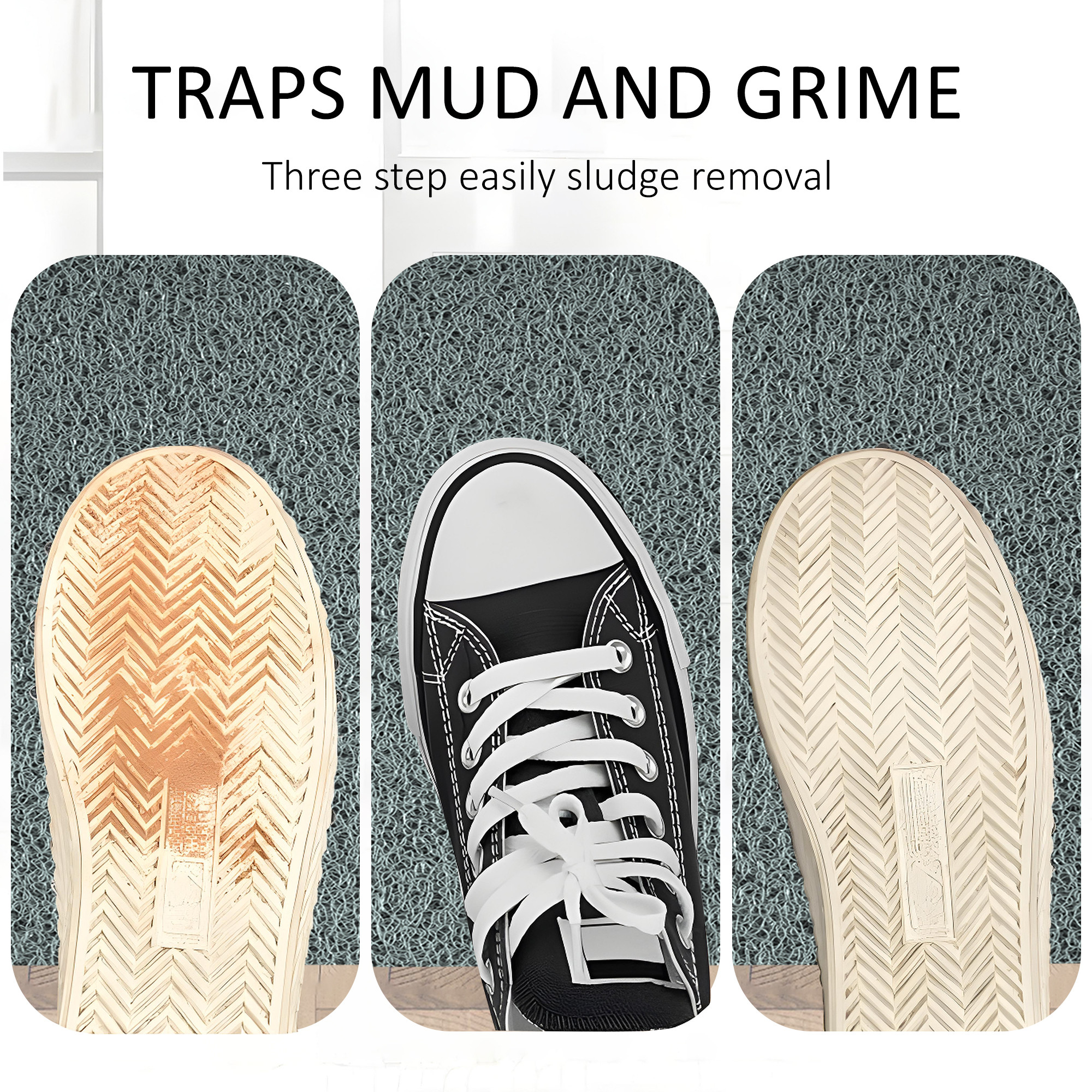 Kuber Industries  Rubber PVC Water Absorbing Front Floor Mat  Door Mats for Home Entrance   Door MatsRugs for Office Bedroom  Kitchen  Anti Slip PaydanFoot Mat  Grey