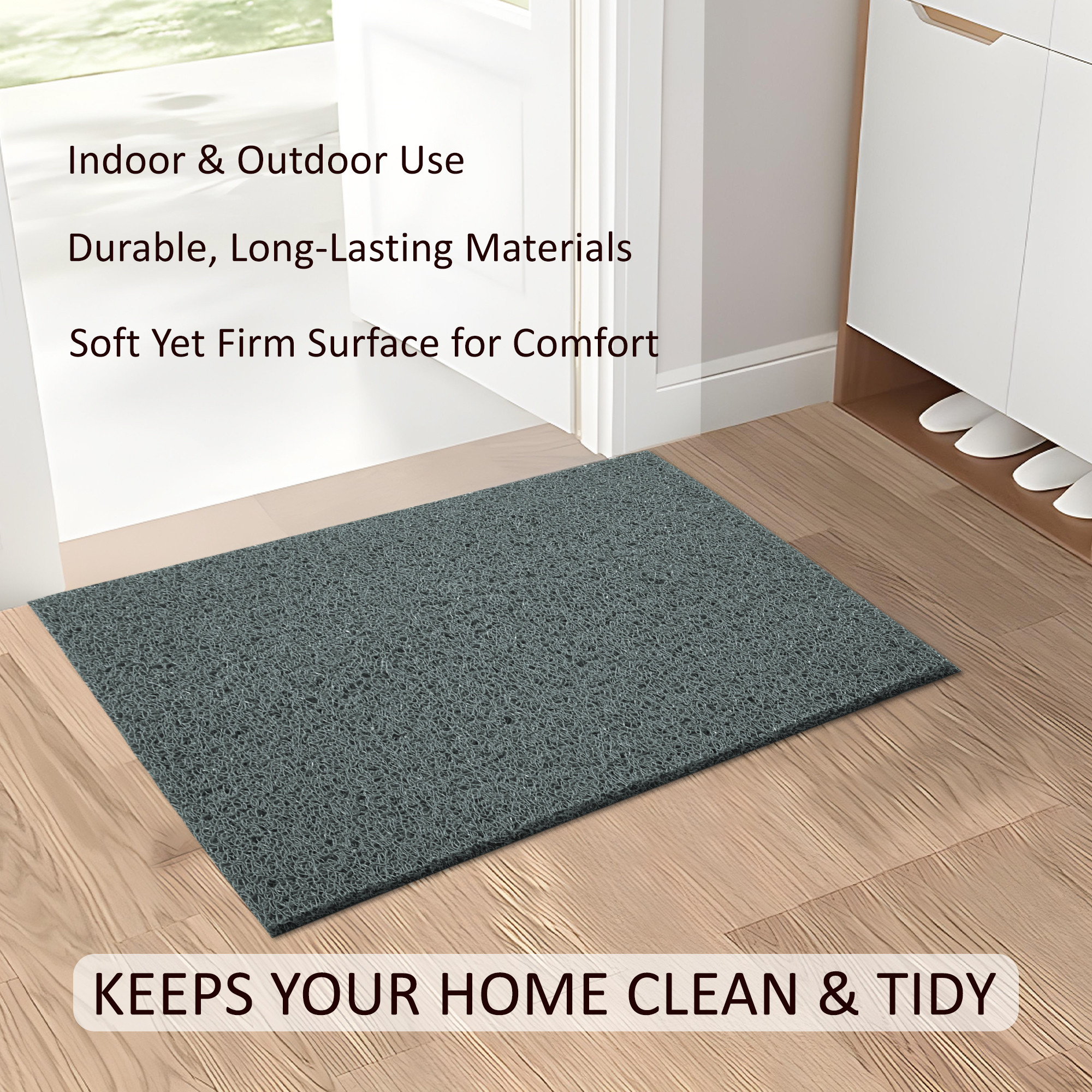 Kuber Industries  Rubber PVC Water Absorbing Front Floor Mat  Door Mats for Home Entrance   Door MatsRugs for Office Bedroom  Kitchen  Anti Slip PaydanFoot Mat  Grey