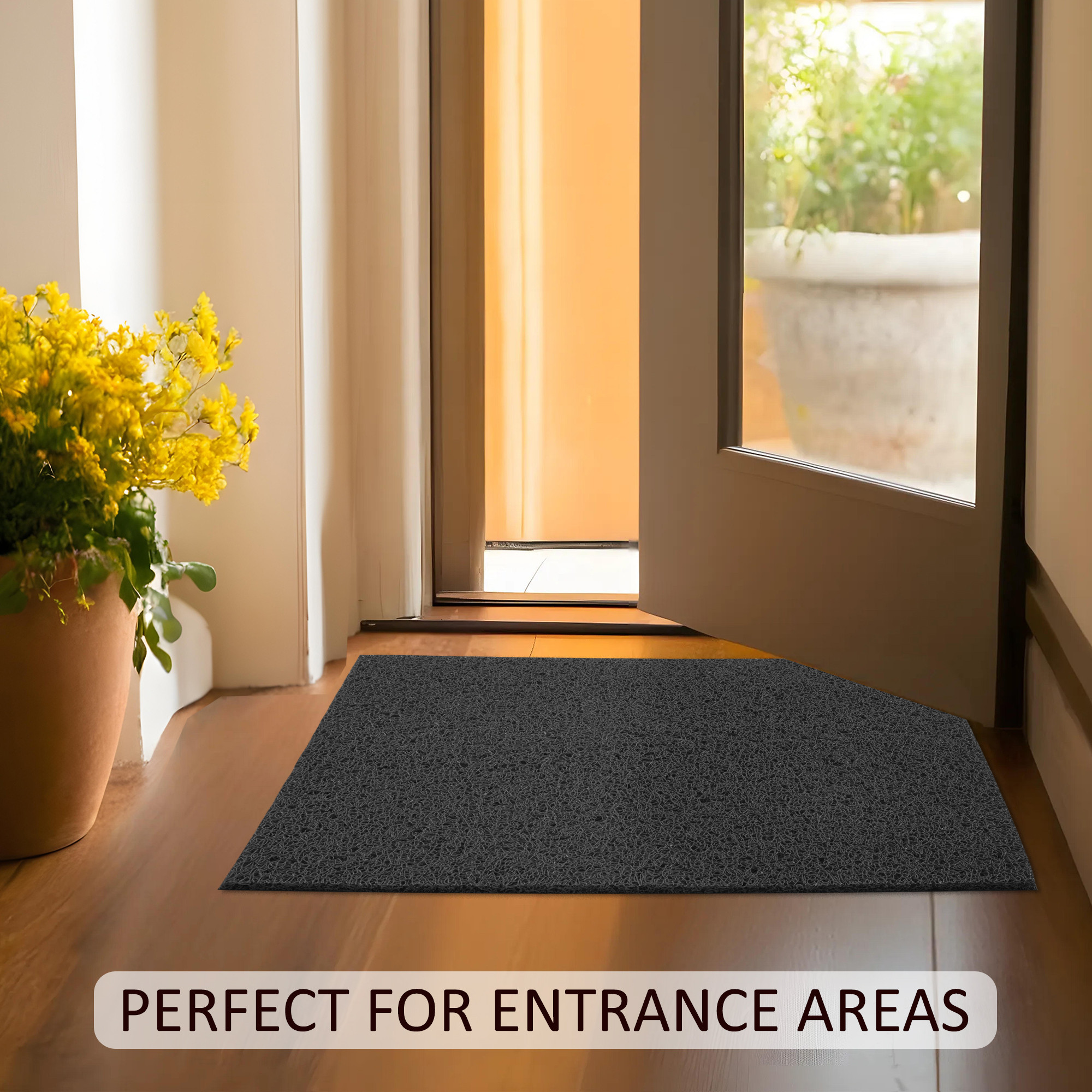 Kuber Industries  Rubber PVC Water Absorbing Front Floor Mat  Door Mats for Home Entrance   Door MatsRugs for Office Bedroom  Kitchen  Anti Slip PaydanFoot Mat  Black
