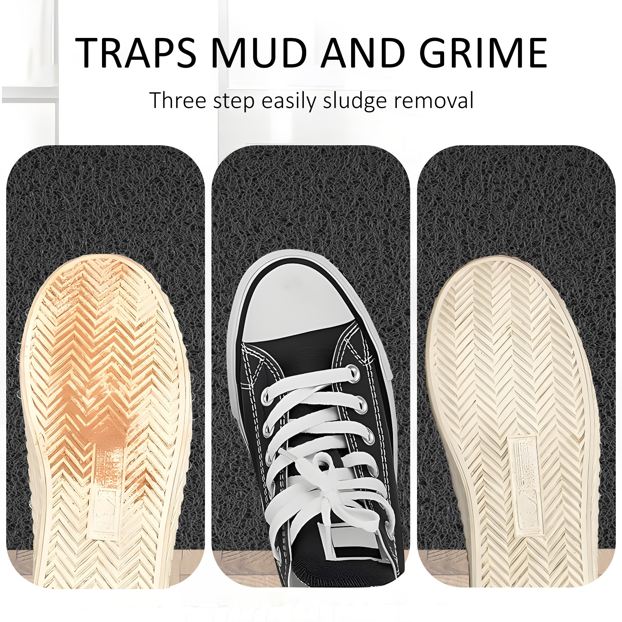 Kuber Industries  Rubber PVC Water Absorbing Front Floor Mat  Door Mats for Home Entrance   Door MatsRugs for Office Bedroom  Kitchen  Anti Slip PaydanFoot Mat  Black