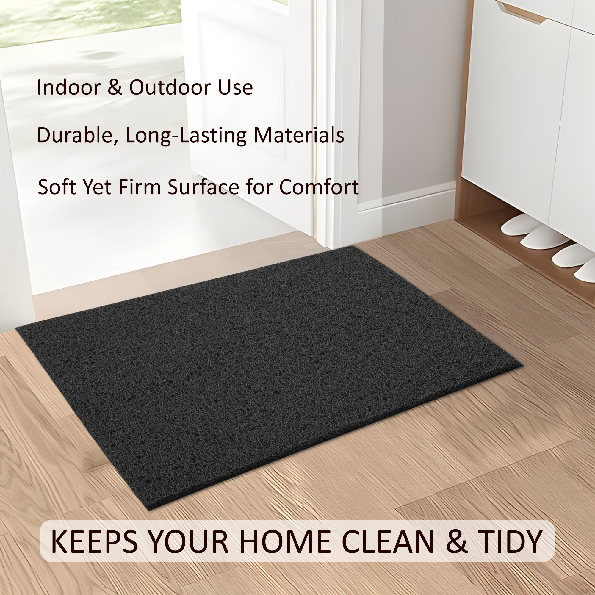 Kuber Industries  Rubber PVC Water Absorbing Front Floor Mat  Door Mats for Home Entrance   Door MatsRugs for Office Bedroom  Kitchen  Anti Slip PaydanFoot Mat  Black
