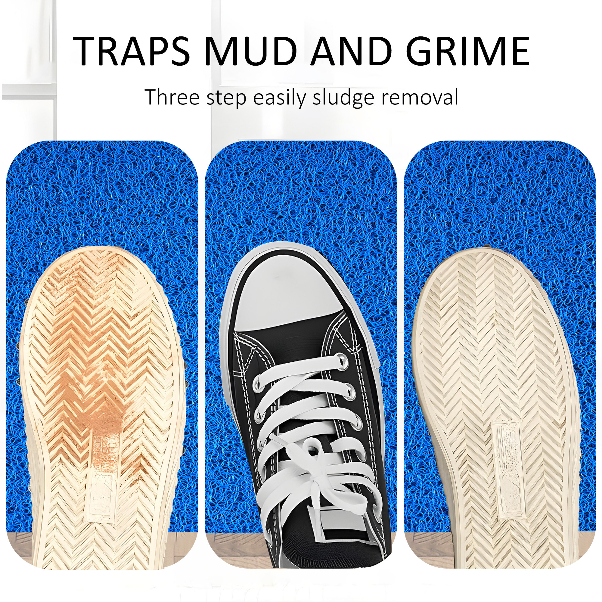 Kuber Industries  Rubber PVC Water Absorbing Front Floor Mat  Door Mats for Home Entrance   Door MatsRugs for Office Bedroom  Kitchen  Anti Slip PaydanFoot Mat  Blue