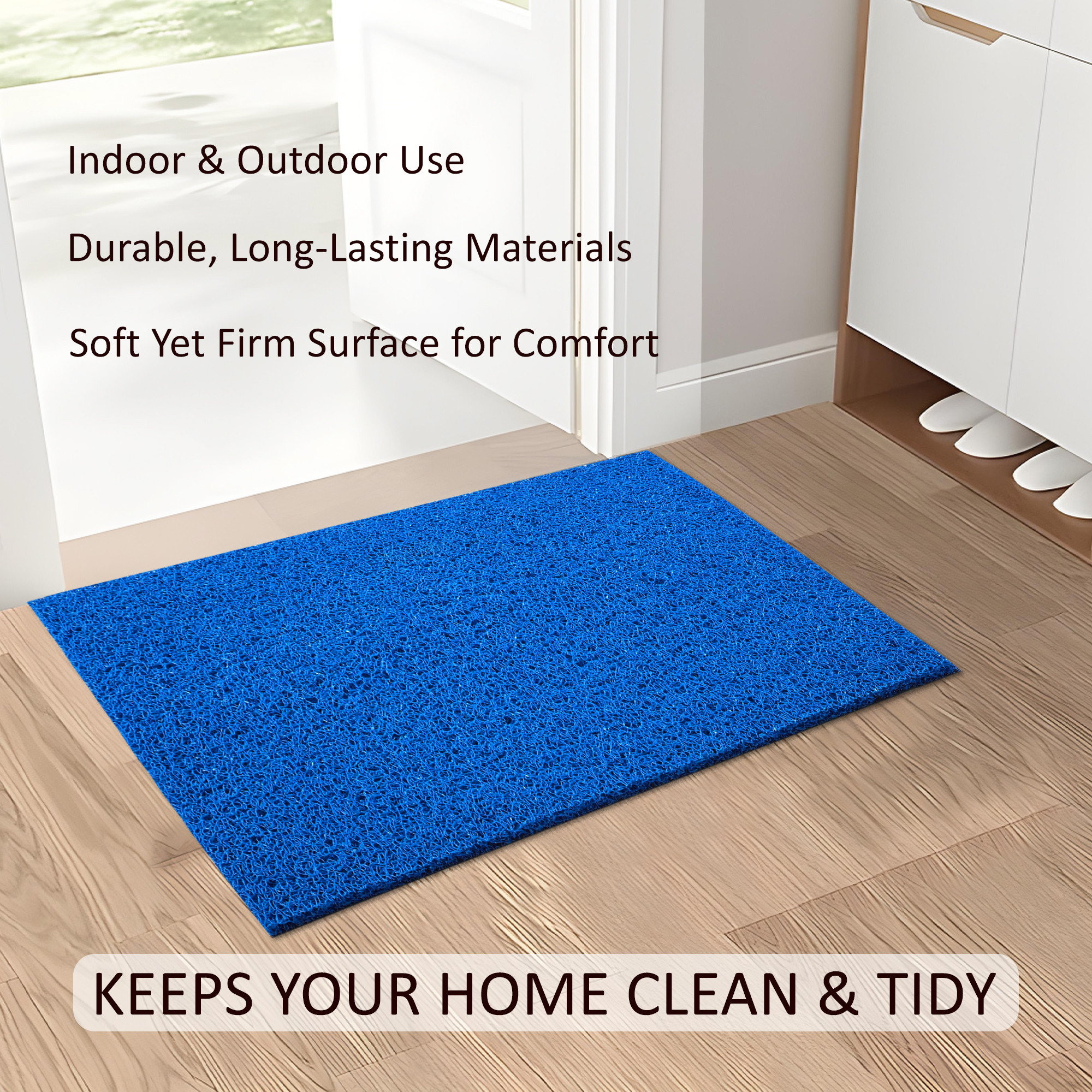 Kuber Industries  Rubber PVC Water Absorbing Front Floor Mat  Door Mats for Home Entrance   Door MatsRugs for Office Bedroom  Kitchen  Anti Slip PaydanFoot Mat  Blue