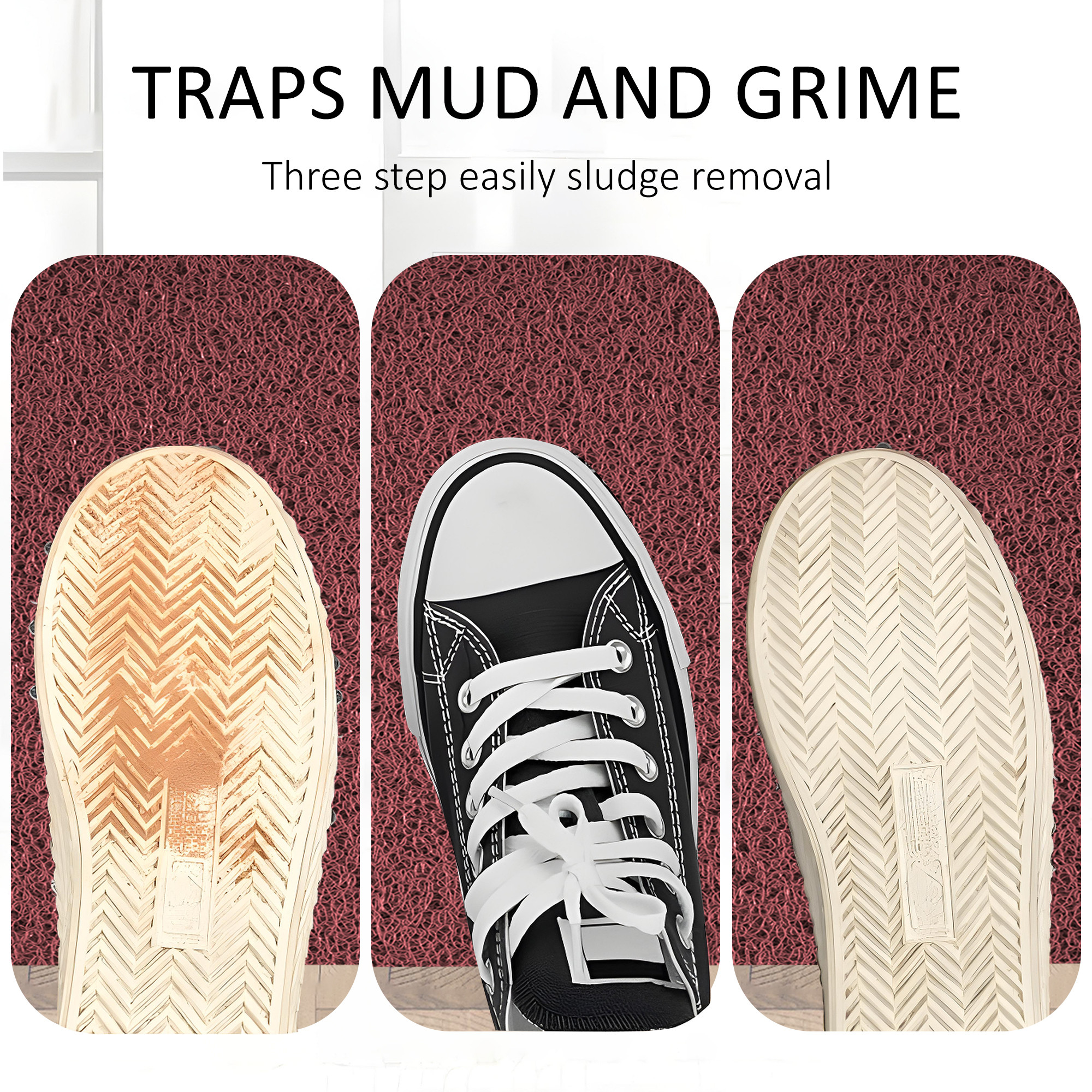 Kuber Industries  Rubber PVC Water Absorbing Front Floor Mat  Door Mats for Home Entrance   Door MatsRugs for Office Bedroom  Kitchen  Anti Slip PaydanFoot Mat  Maroon