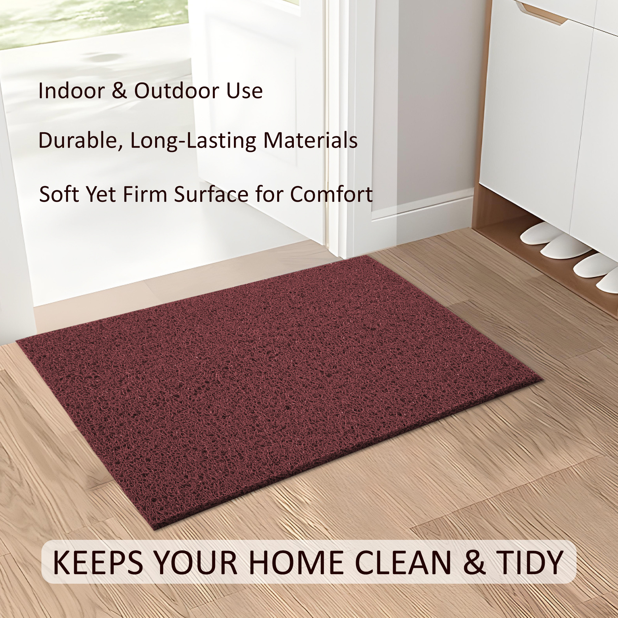 Kuber Industries  Rubber PVC Water Absorbing Front Floor Mat  Door Mats for Home Entrance   Door MatsRugs for Office Bedroom  Kitchen  Anti Slip PaydanFoot Mat  Maroon