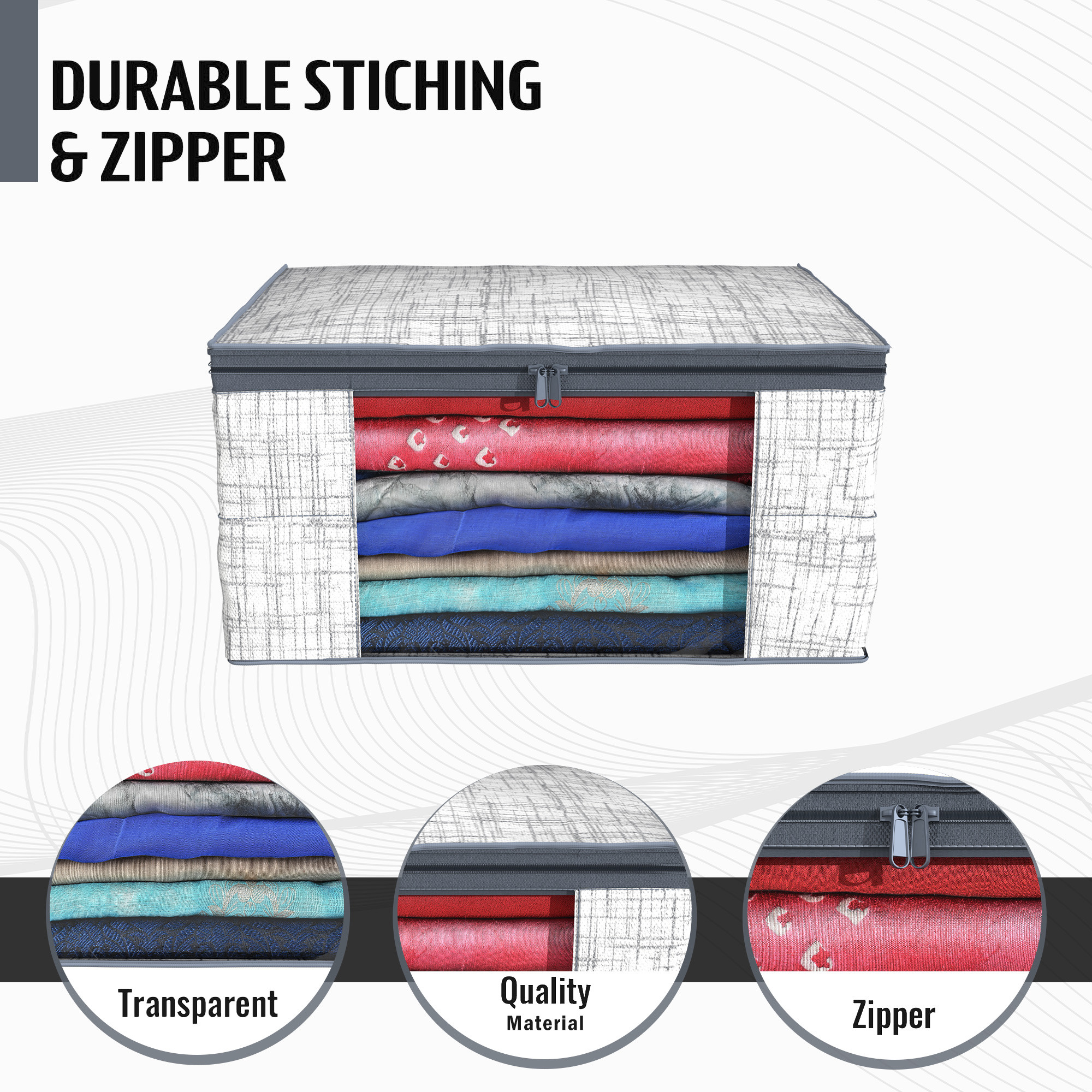 Kuber Industries  Saree Covers  Non-Woven Saree Bags  Clothes Bag for Women  Foldable Storage Bag for Almirah  Wardrobe Jute-Printed Sari Cover Bags  Grey