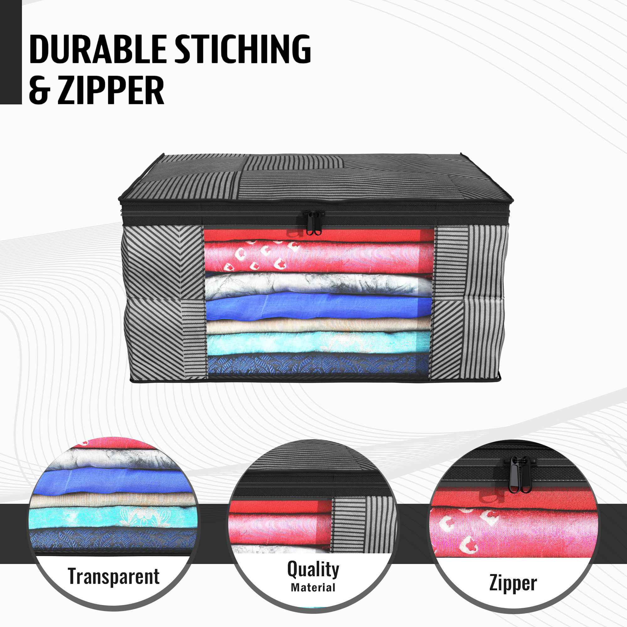 Kuber Industries  Saree Covers  Non-Woven Saree Bags  Clothes Bag for Women  Foldable Storage Bag for Almirah  Wardrobe Lining Print Sari Cover Bags  Grey