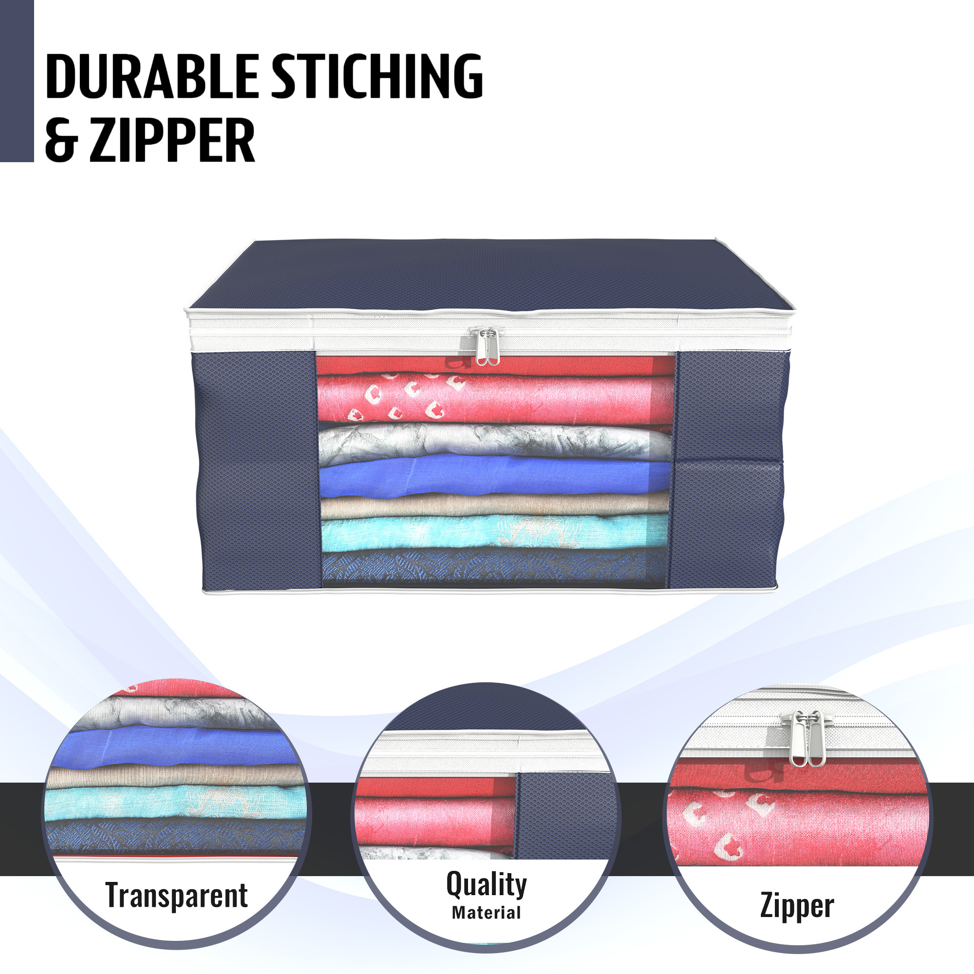 Kuber Industries  Saree Covers  Non-Woven Saree Bags  Clothes Bag for Women  Foldable Storage Bag for Almirah  Wardrobe White Piping Sari Cover Bags  Grey