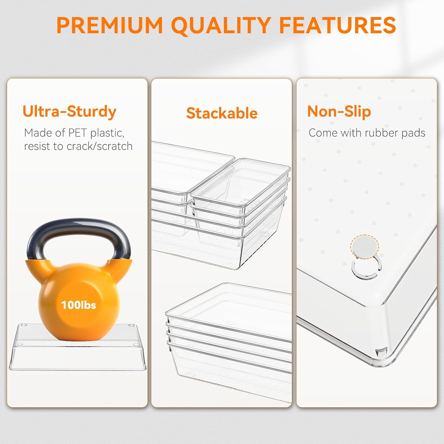 Kuber Industries  Set Multi-Purpose Transparent Drawer Organizers  Plastic Trays for Storage Kitchen  Aesthetic Dressing Table Organisers for Cosmetics Makeup  Stationery  Transparent