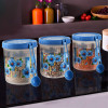 Set of 3 Storage Containers | 1000 ML Plastic Kitchen Container for Rice, Cereals, Snacks, Dry Fruits | Kitchen Jar with Spoon | Masala Box for Kitchen | Spice Boxes | Blue