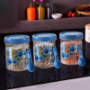 Set of 3 Storage Containers | 500 ML Plastic Kitchen Container for Rice, Cereals, Snacks, Dry Fruits | Kitchen Jar with Spoon | Masala Box for Kitchen | Spice Boxes | Blue