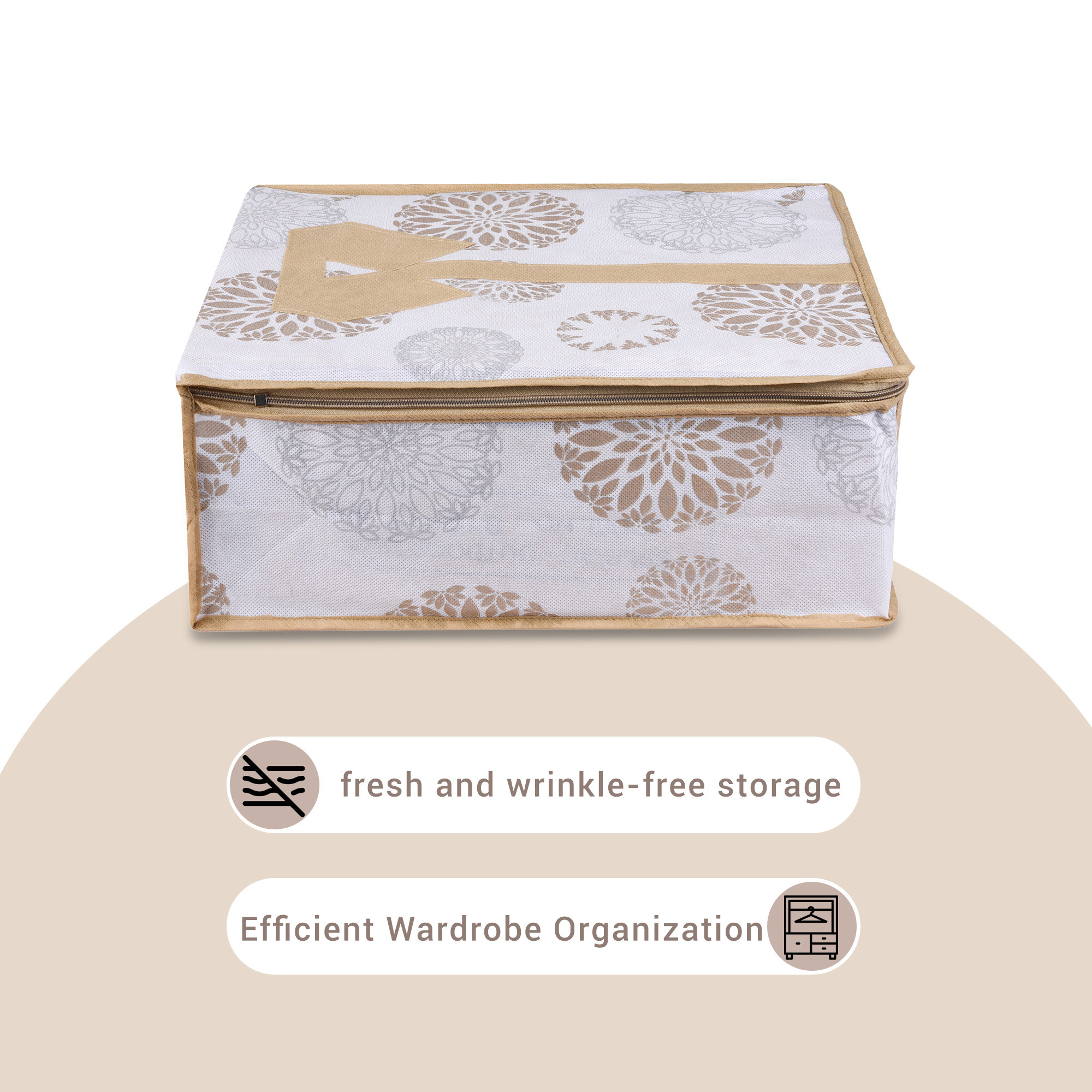 Kuber Industries  Shirt Storage Bag  Clothes Storage Bag  Wardrobe Storage Bag  Shirt Organizer for Closet  Visible Window Shirt Bag  Cloth Organizer  Gola-Print  White