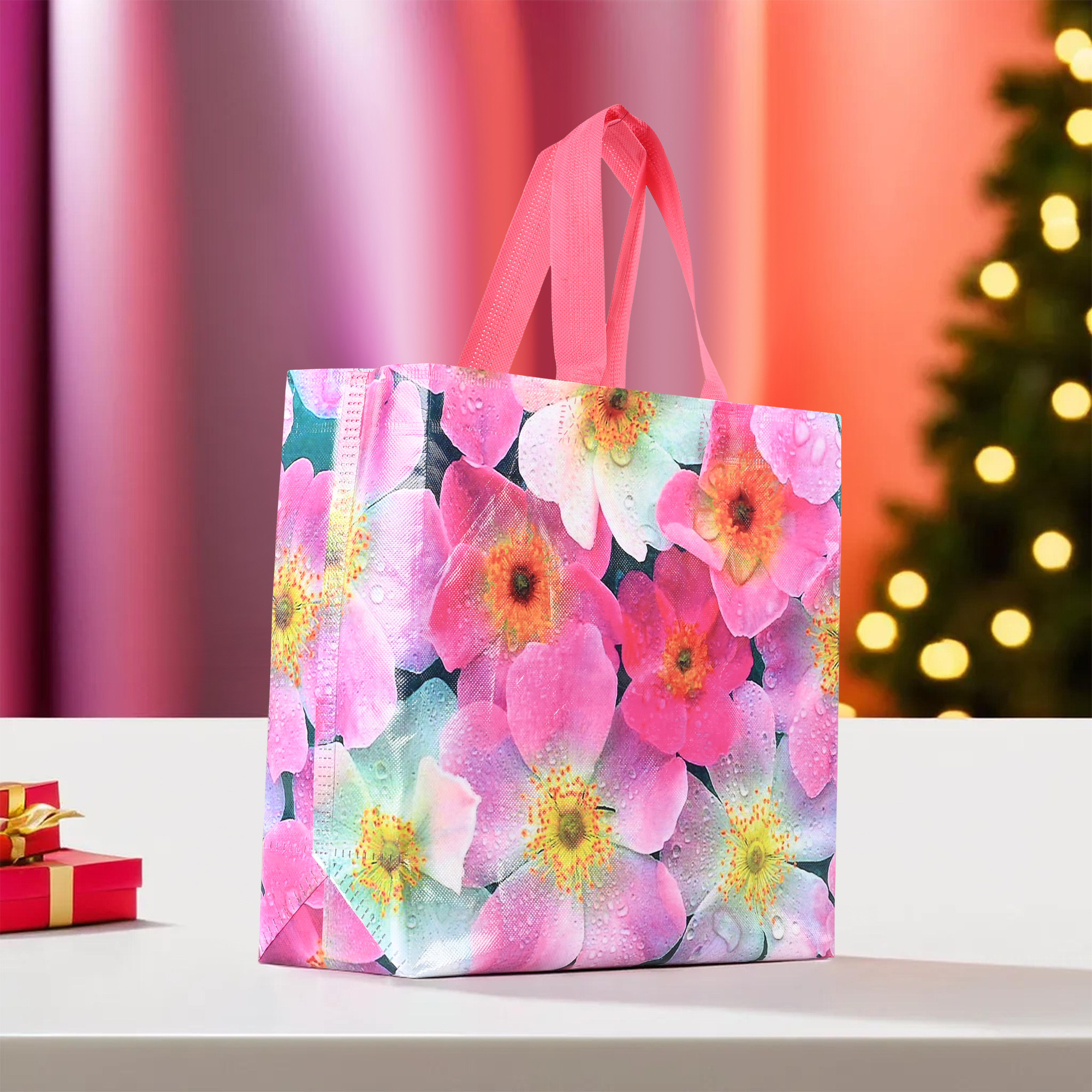 Kuber Industries  Shopping Bags  PVC Lunch Handbags  Reusable Bags for Shopping-Lunch-Grocery-Vegetables  Multi-Purpose Shopping Bags  Sunflower Carry Bags  Multicolor