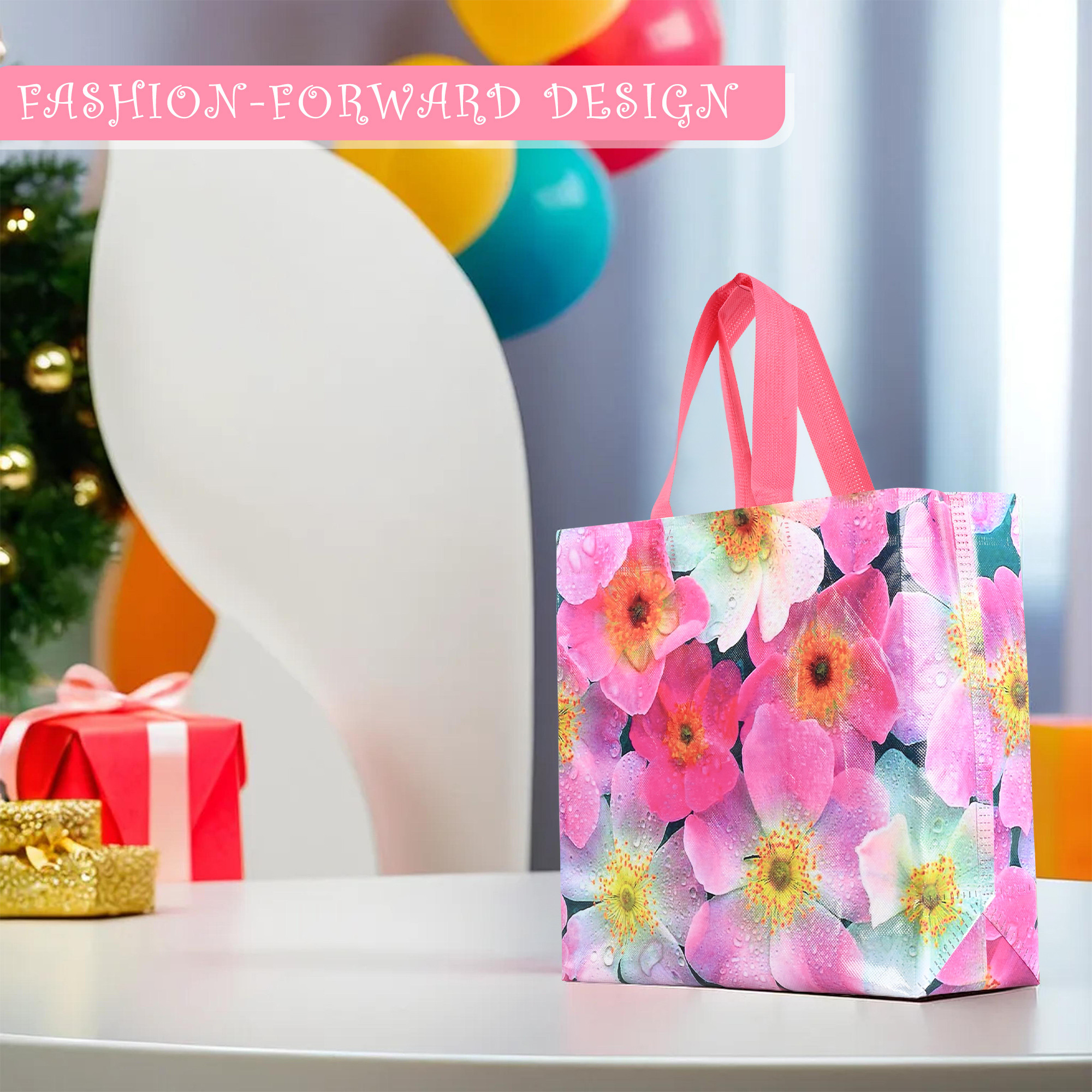 Kuber Industries  Shopping Bags  PVC Lunch Handbags  Reusable Bags for Shopping-Lunch-Grocery-Vegetables  Multi-Purpose Shopping Bags  Sunflower Carry Bags  Multicolor