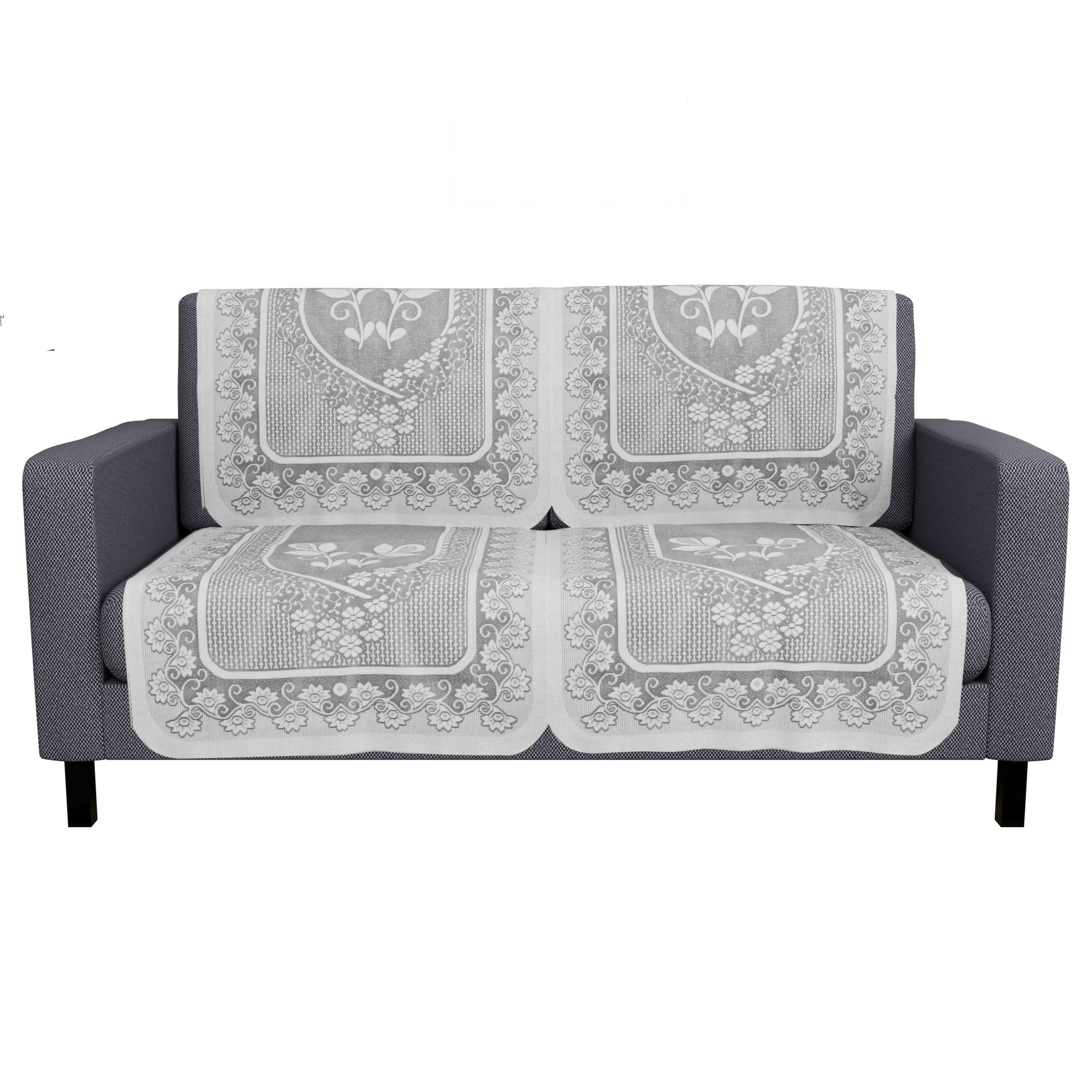 Kuber Industries  Sofa Set Cover  Sofa Slipcover Protector for Home Living Room Hall  Office Couch  Net S19 Flower- Grey
