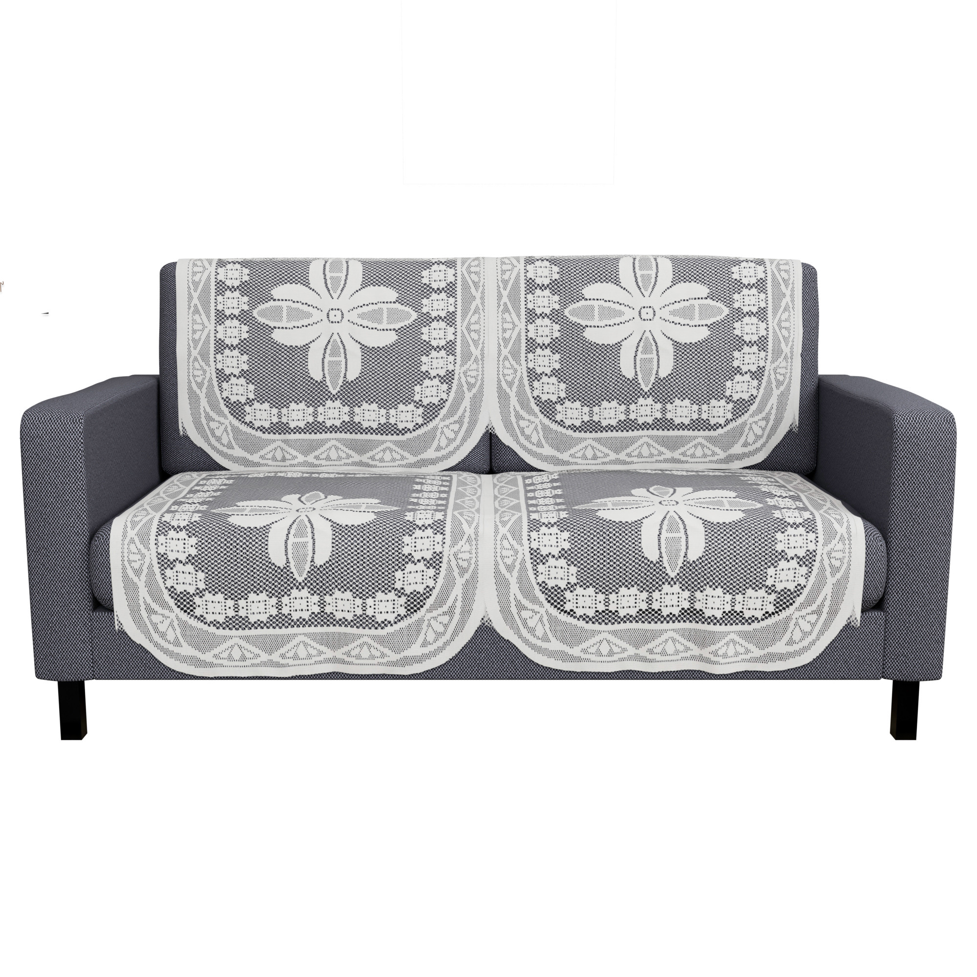 Kuber Industries  Sofa Set Cover  Sofa Slipcover Protector for Home Living Room Hall  Office Couch  Net Croshia- White