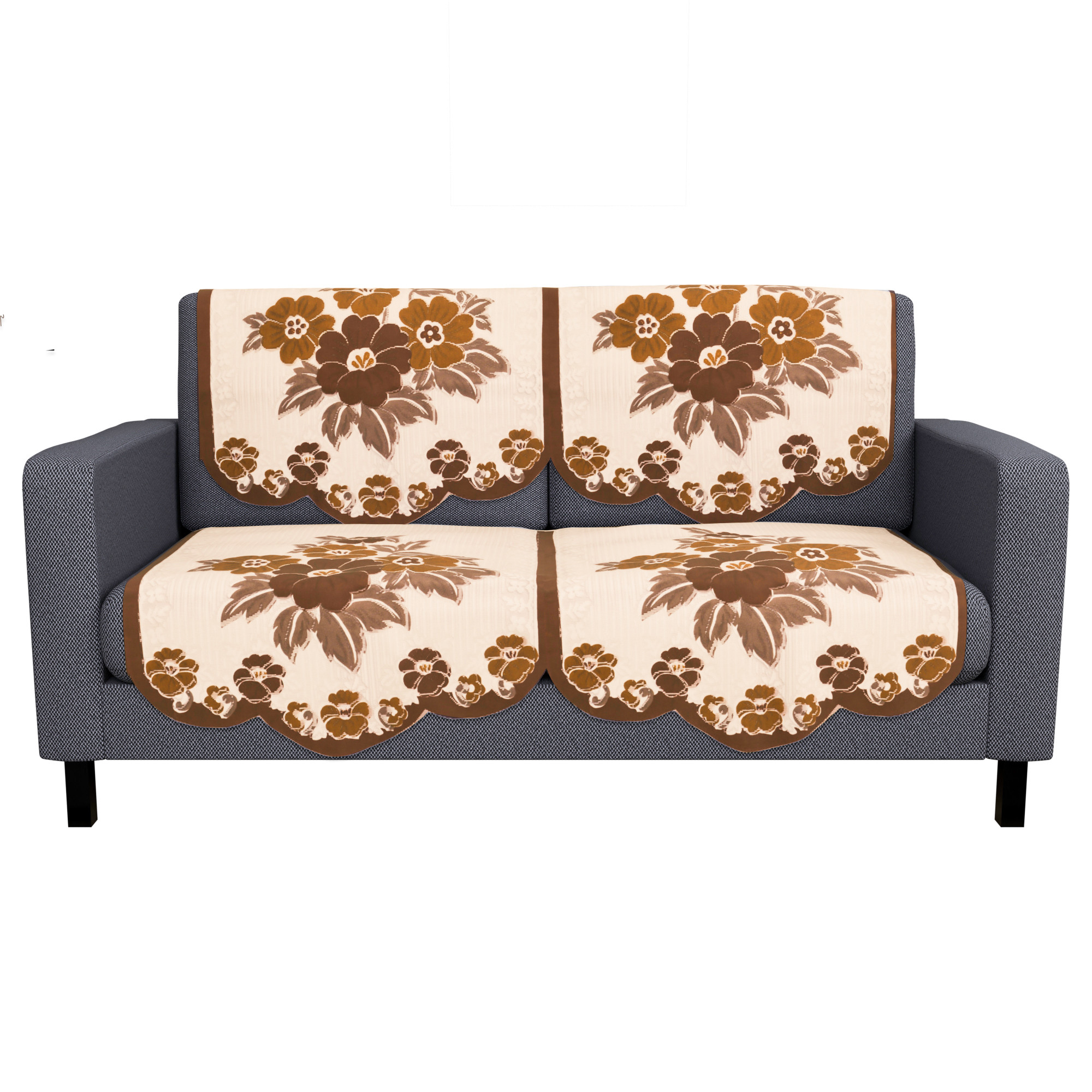 Kuber Industries  Sofa Set Cover  Sofa Slipcover Protector for Home Living Room Hall  Office Couch  Painting- Cream  Brown