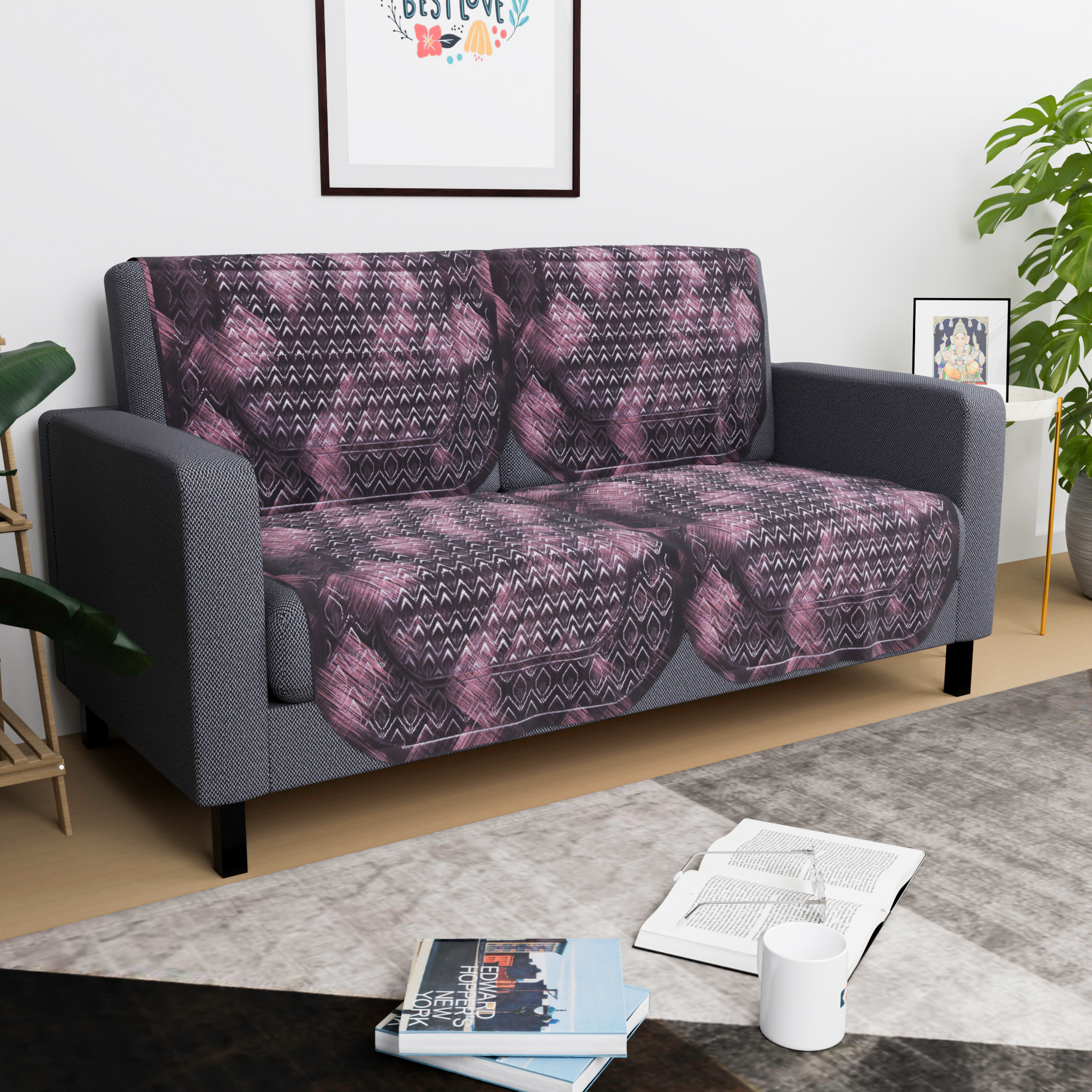 Kuber Industries  Sofa Set Cover  Sofa Slipcover Protector for Home Living Room Hall  Office Couch  Shaded Venus - Brown