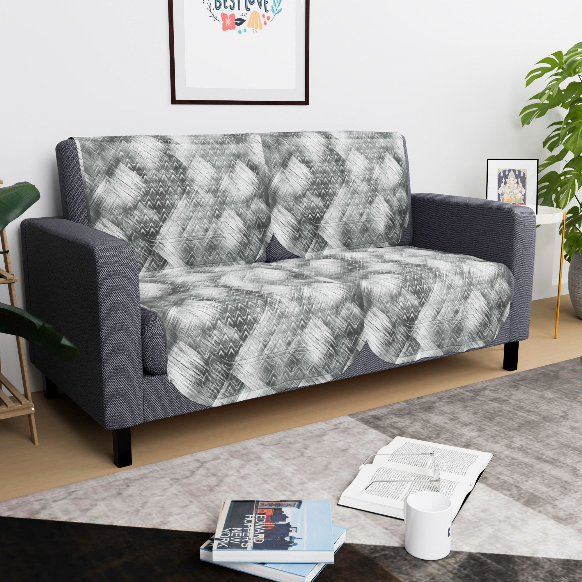 Kuber Industries  Sofa Set Cover  Sofa Slipcover Protector for Home Living Room Hall  Office Couch  Shaded Venus - Grey