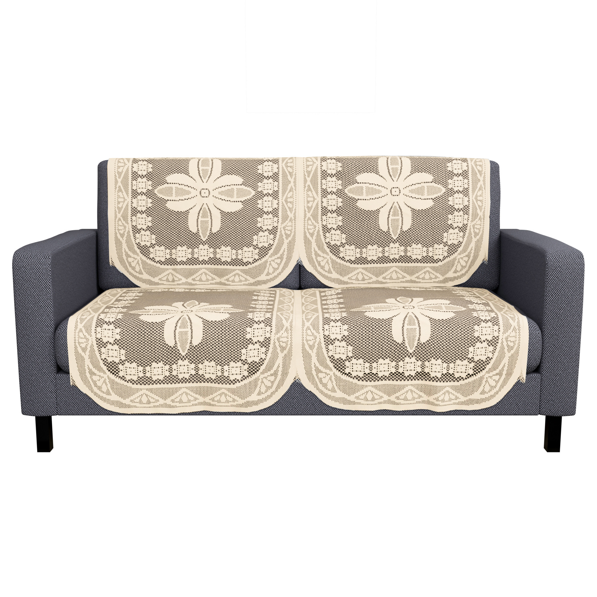 Kuber Industries  Sofa Set Cover  Sofa Slipcover Protector for Home Living Room Hall  Office Couch  Net Croshia - Cream