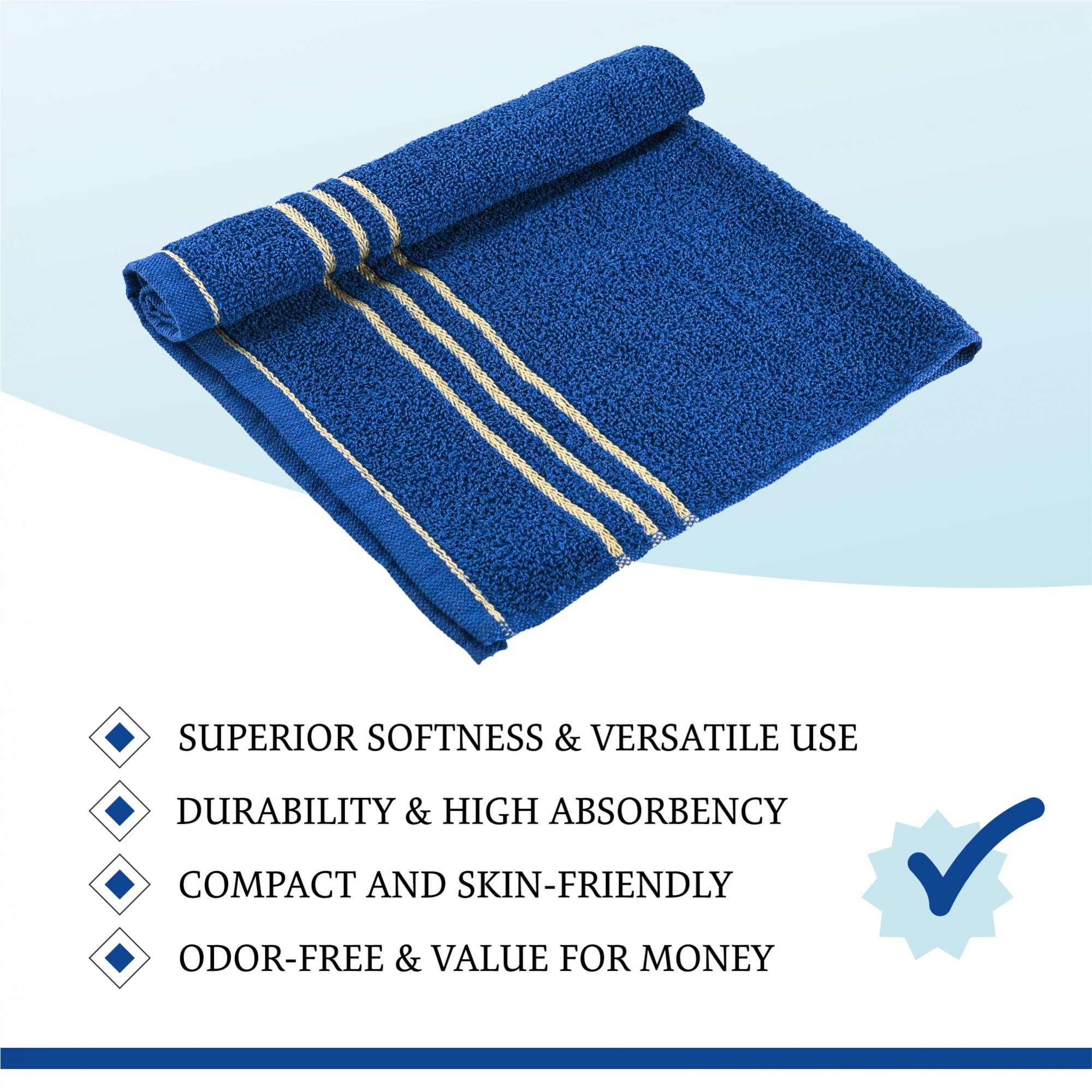 Kuber Industries  Soft Cotton Face Towels For Men  WomenLadies  Easily Washable  Pocket Towels  Workout Gym Napkins For Men -Dark Blue