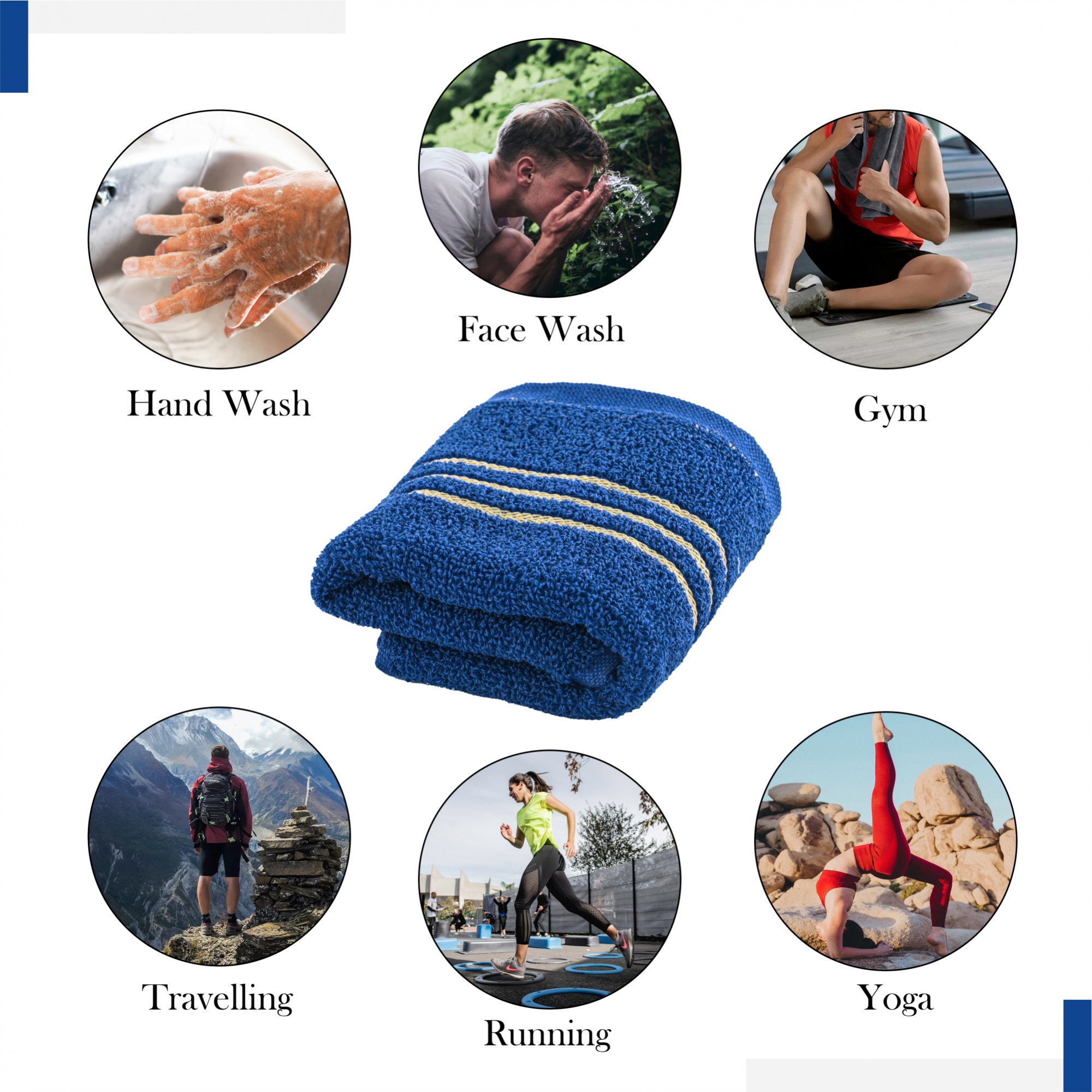 Kuber Industries  Soft Cotton Face Towels For Men  WomenLadies  Easily Washable  Pocket Towels  Workout Gym Napkins For Men -Dark Blue