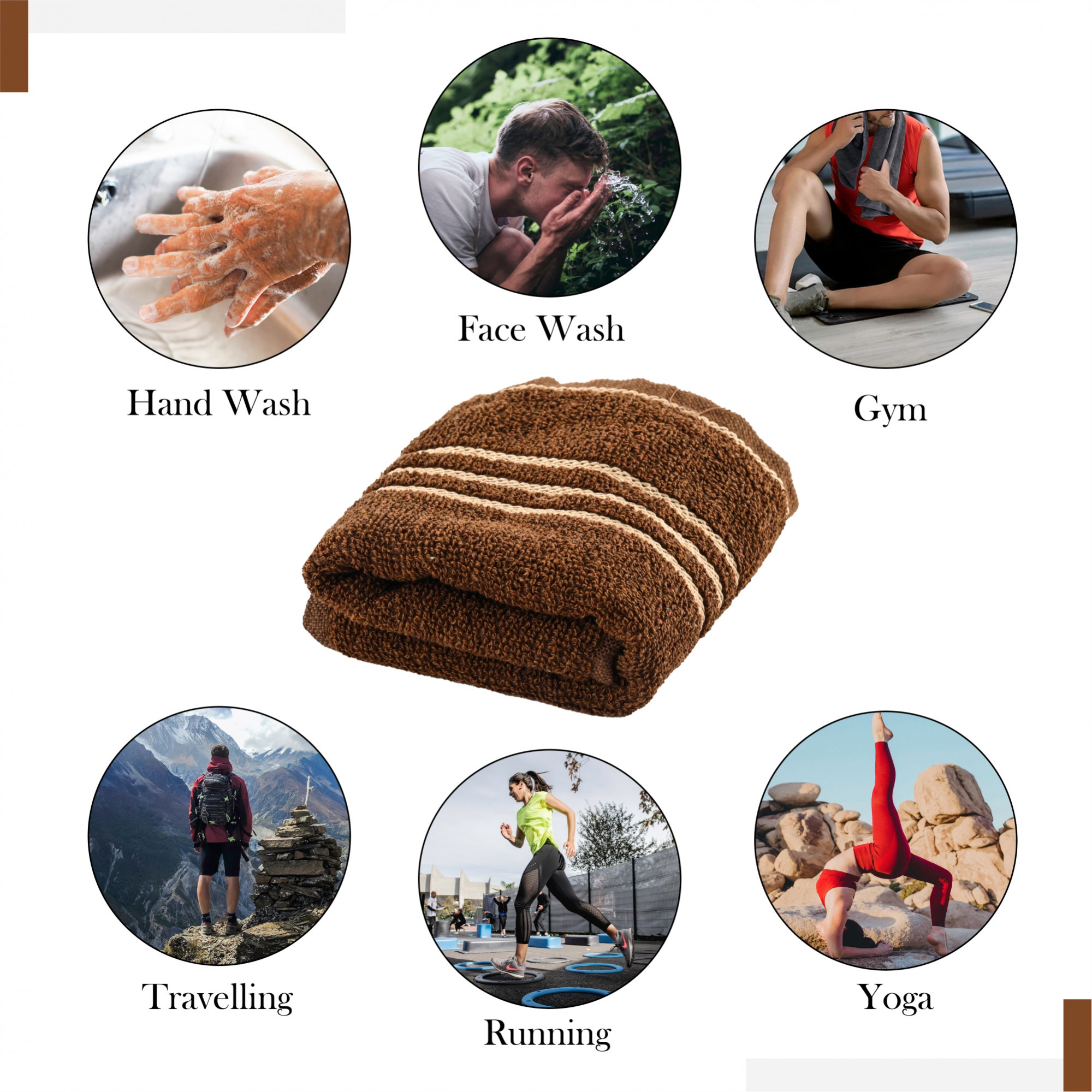 Kuber Industries  Soft Cotton Face Towels For Men  WomenLadies  Easily Washable  Pocket Towels  Workout Gym Napkins For Men - Dark Brown