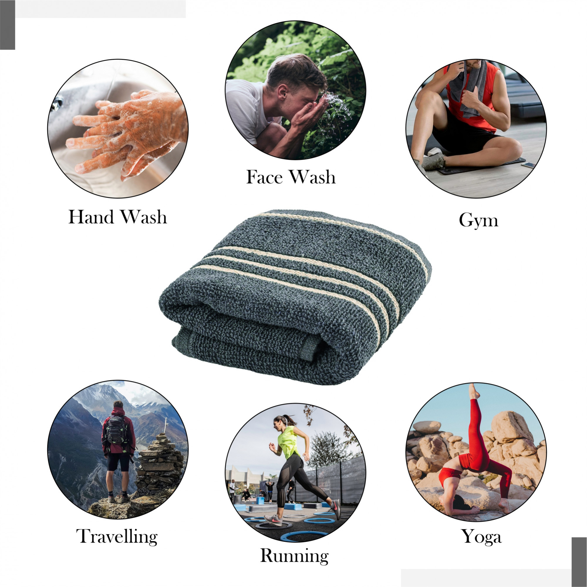 Kuber Industries  Soft Cotton Face Towels For Men  WomenLadies  Easily Washable  Pocket Towels  Workout Gym Napkins For Men - Dark Grey