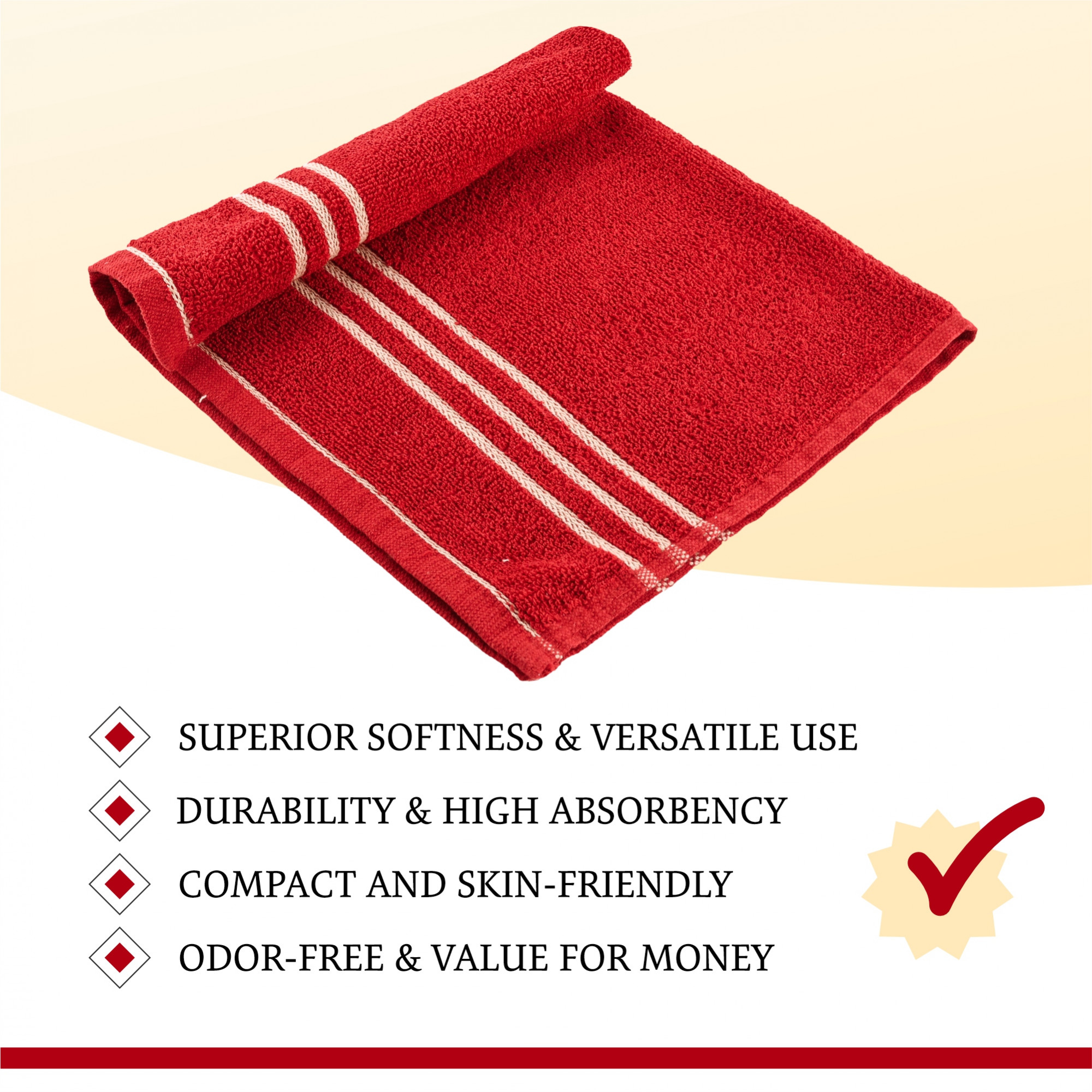 Kuber Industries  Soft Cotton Face Towels For Men  WomenLadies  Easily Washable  Pocket Towels  Workout Gym Napkins For Men - Red