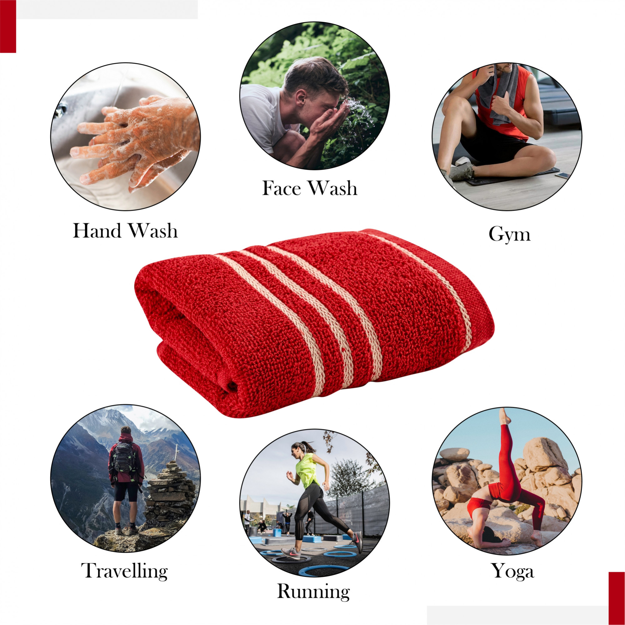 Kuber Industries  Soft Cotton Face Towels For Men  WomenLadies  Easily Washable  Pocket Towels  Workout Gym Napkins For Men - Red