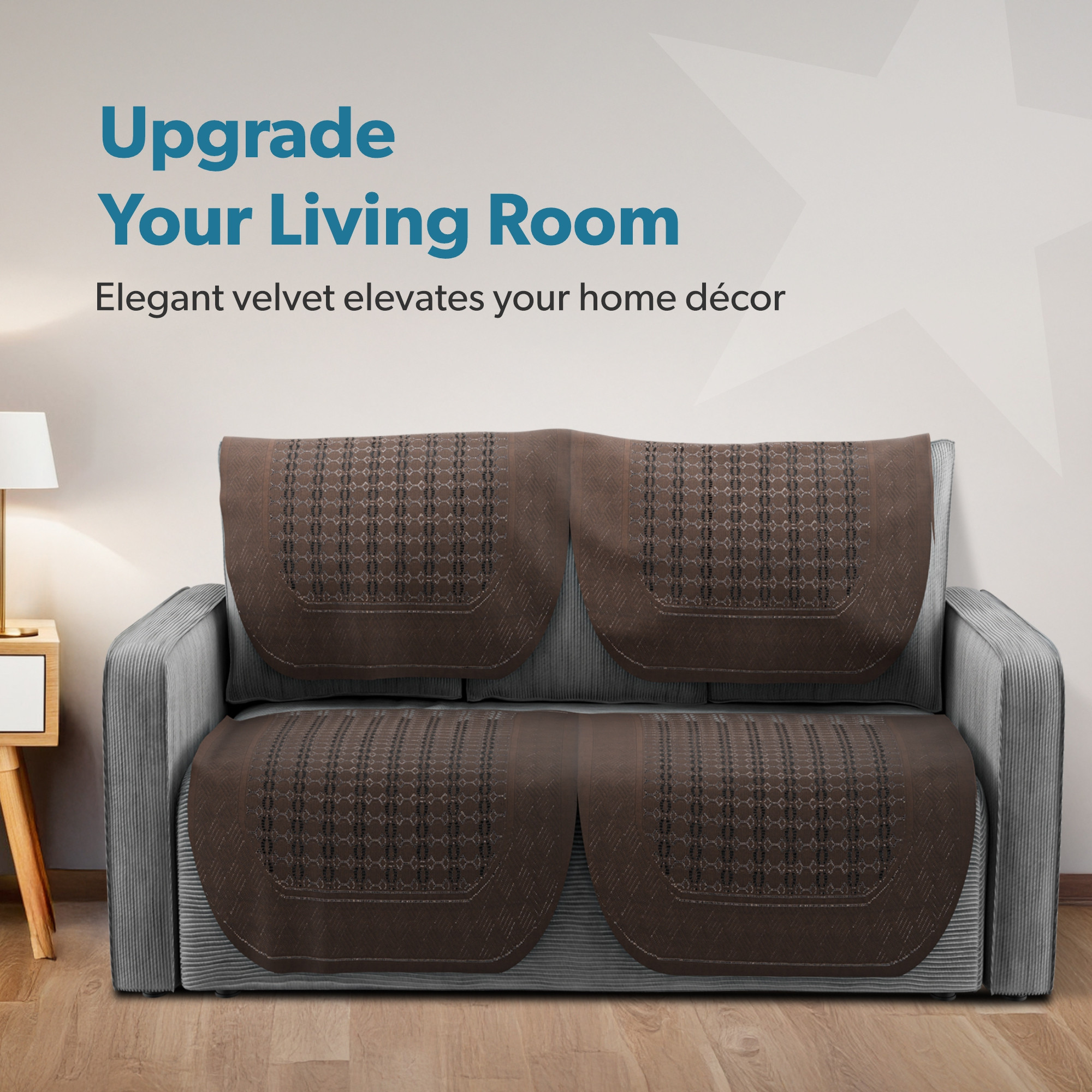 Kuber Industries  Soft Stylish  Durable Cotton Sofa Covers   Aesthetic Sofa ProtectorMat  Slipcover for Hall Living Room  Office  Galaxy 1704 - Dark Brown