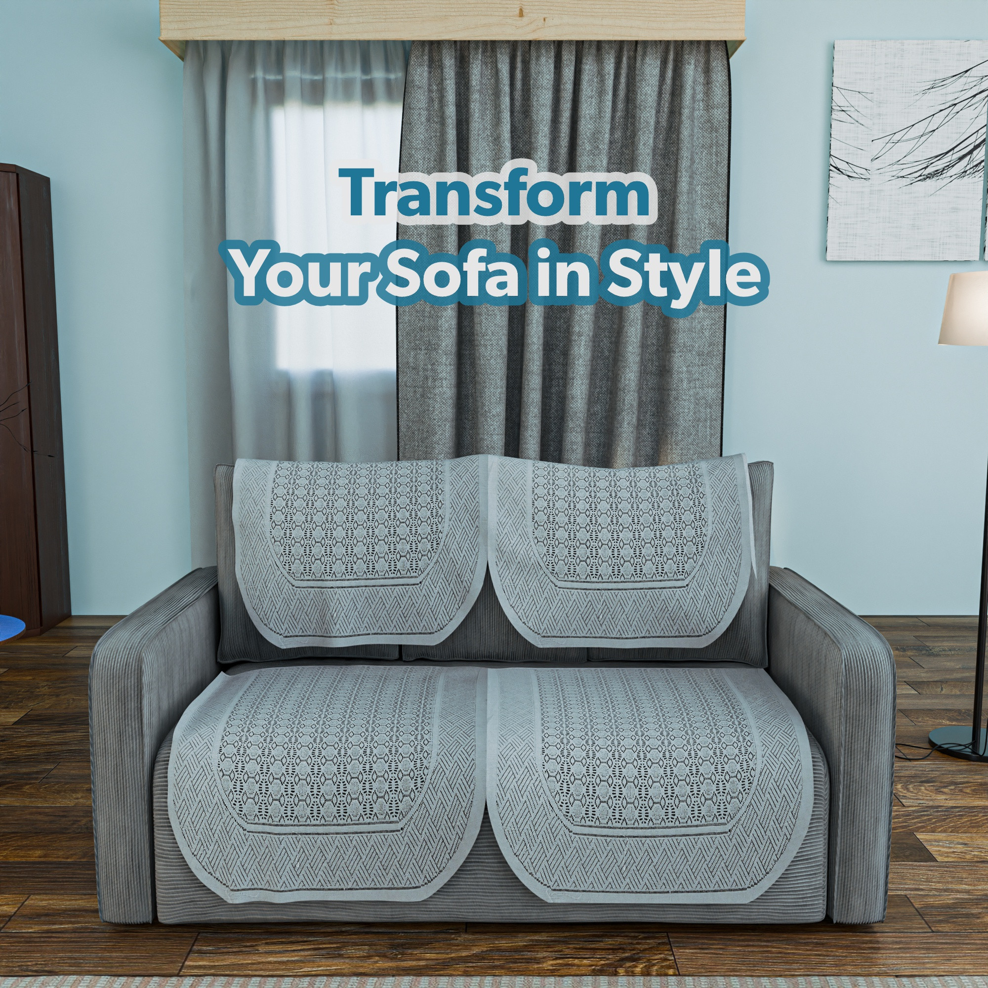 Kuber Industries  Soft Stylish  Durable Cotton Sofa Covers   Aesthetic Sofa ProtectorMat  Slipcover for Hall Living Room  Office  Galaxy 1704 - Grey