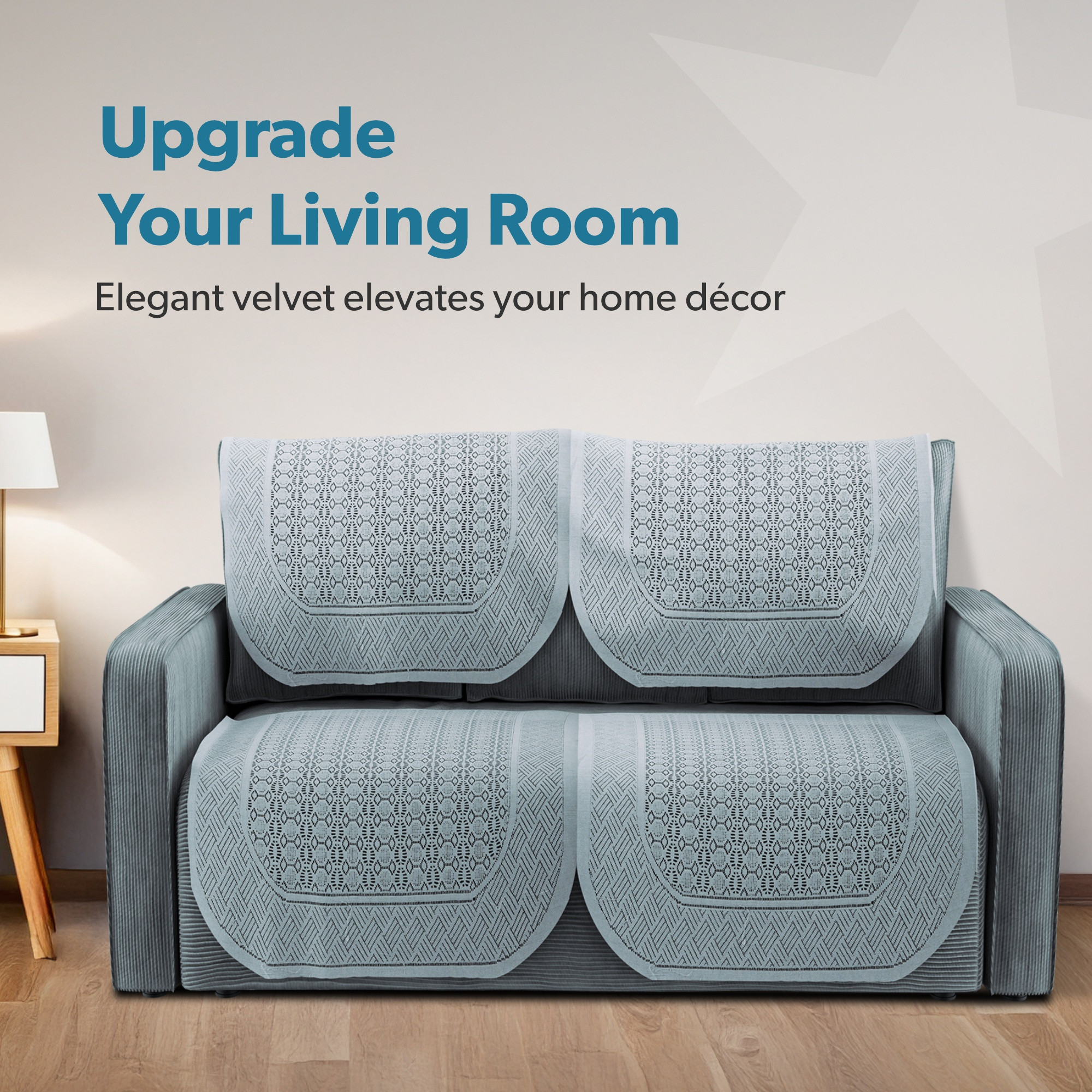 Kuber Industries  Soft Stylish  Durable Cotton Sofa Covers   Aesthetic Sofa ProtectorMat  Slipcover for Hall Living Room  Office  Galaxy 1704 - Grey